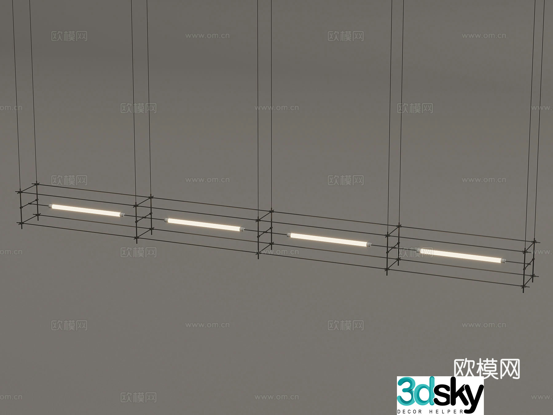 Modern long chandelier Mastoon lamp 3d model