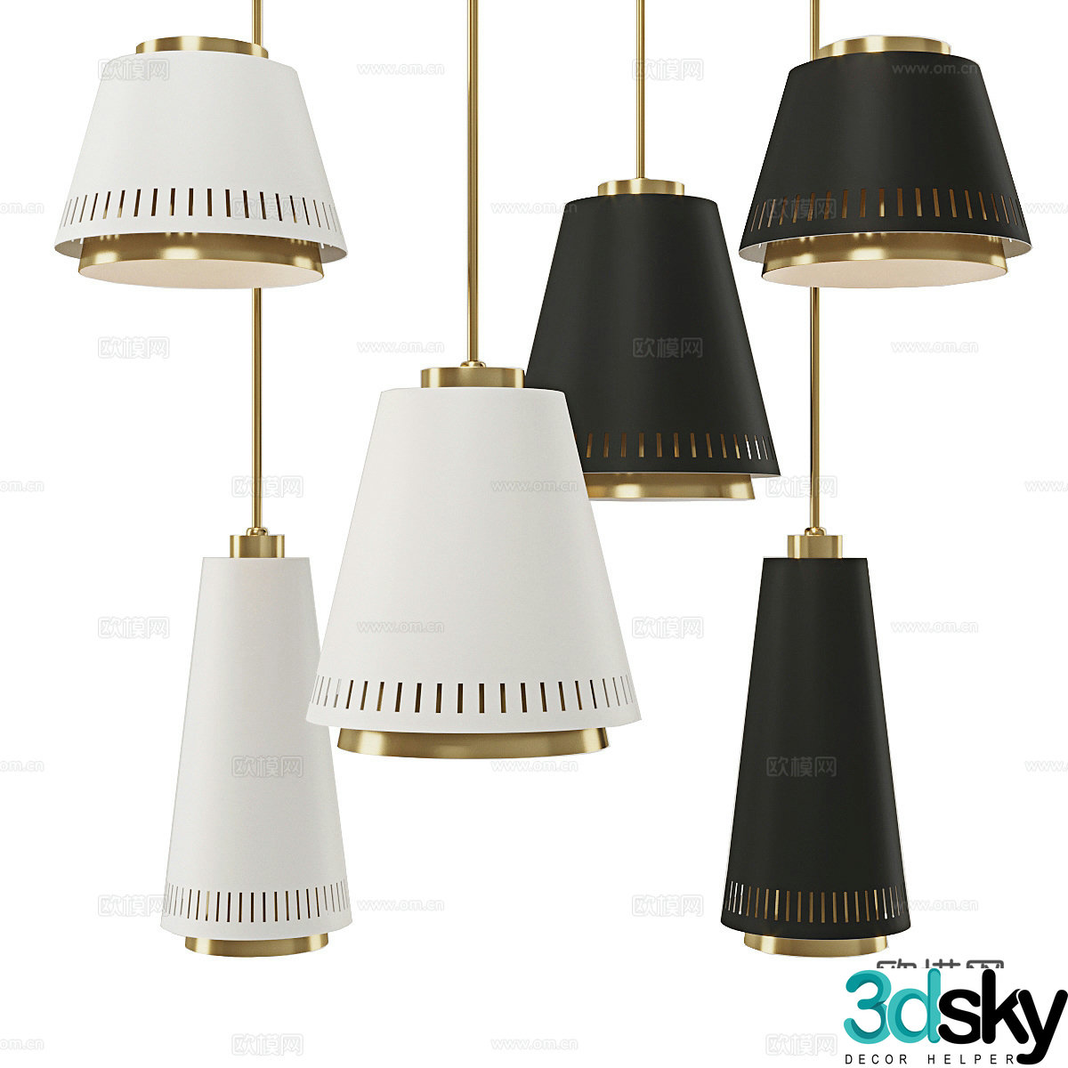 New Chinese style decorative hanging line light 3D model