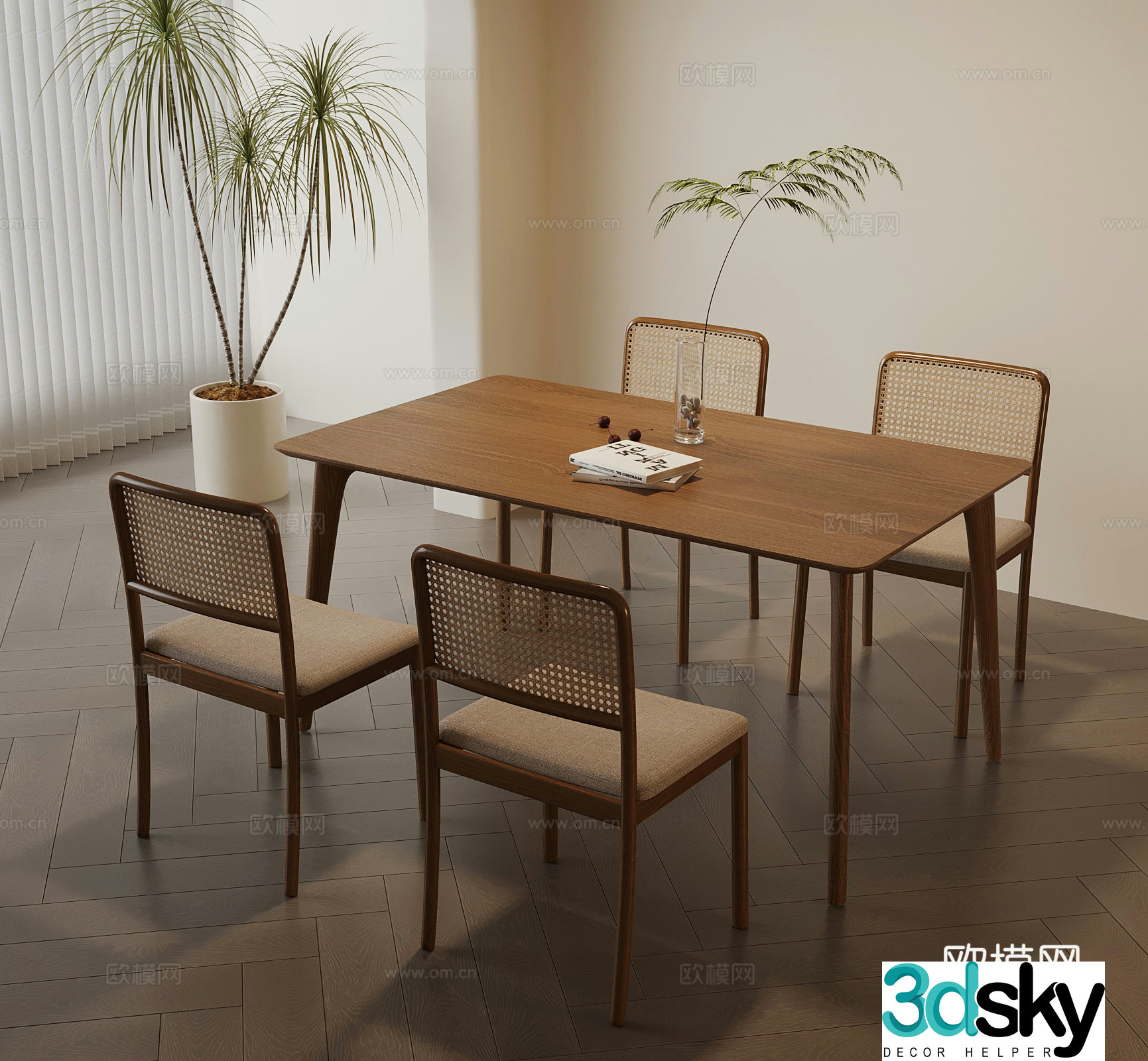 Modern Wasabi Dining Table Dining Chair 3D Model