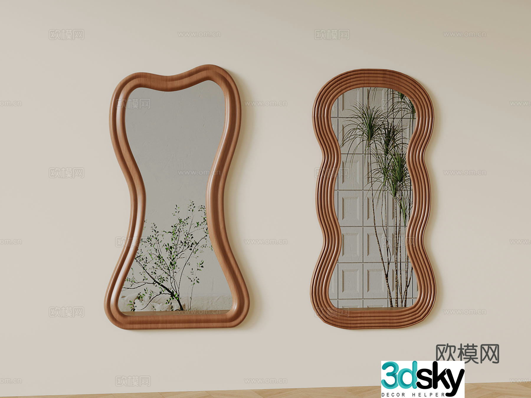 Middle-aged full-body mirror dress changing mirror 3D model