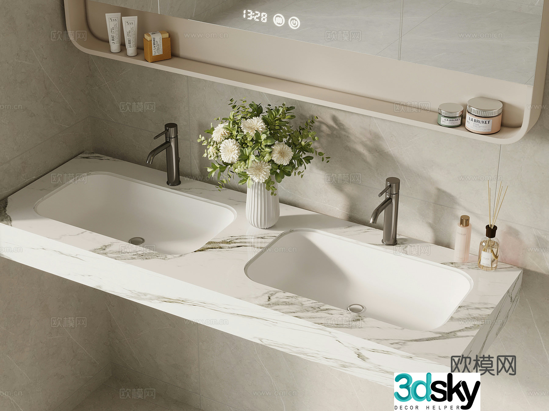 Modern washbasin under counter basin 3D model