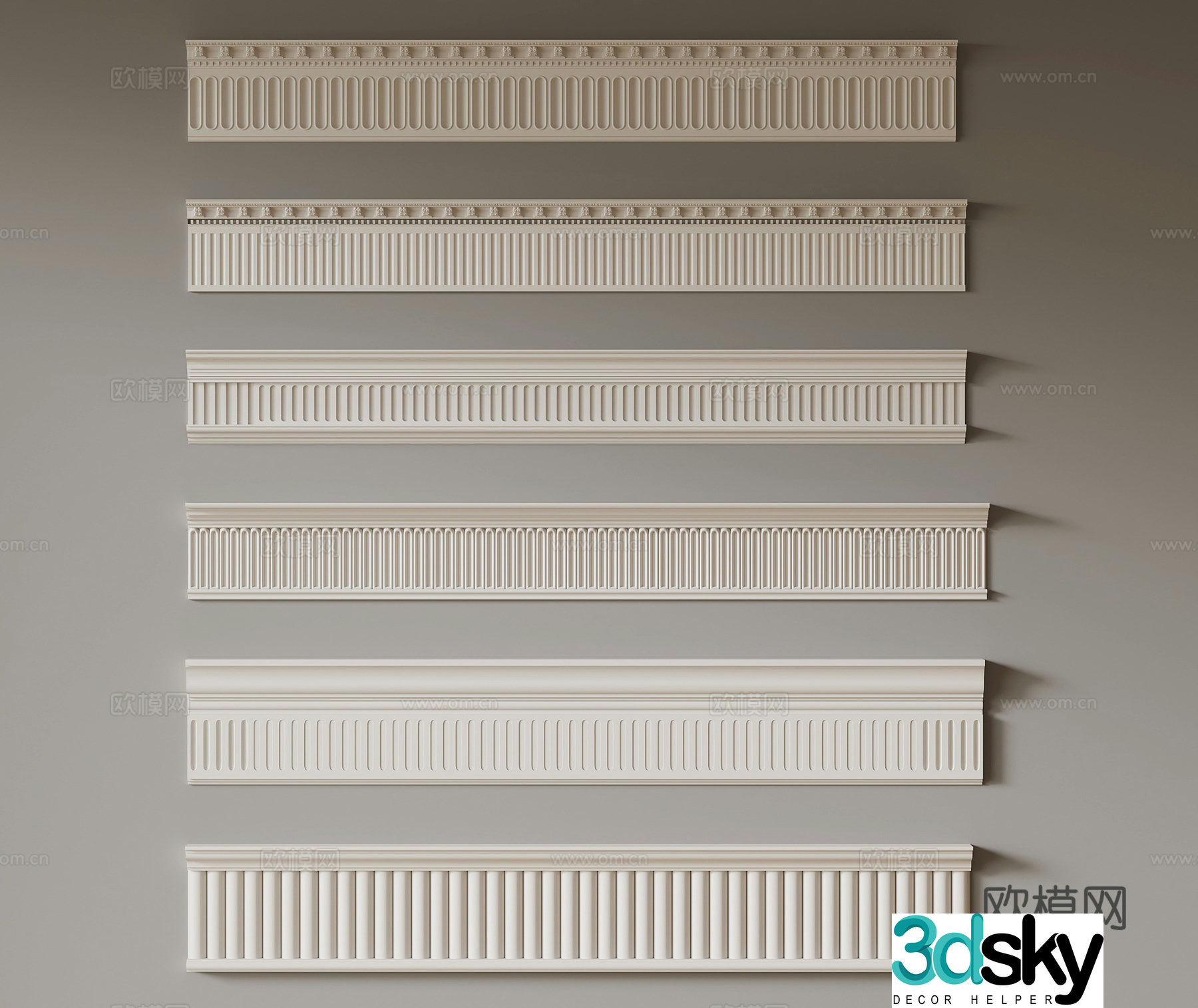 Line French gypsum line ceiling 3d model