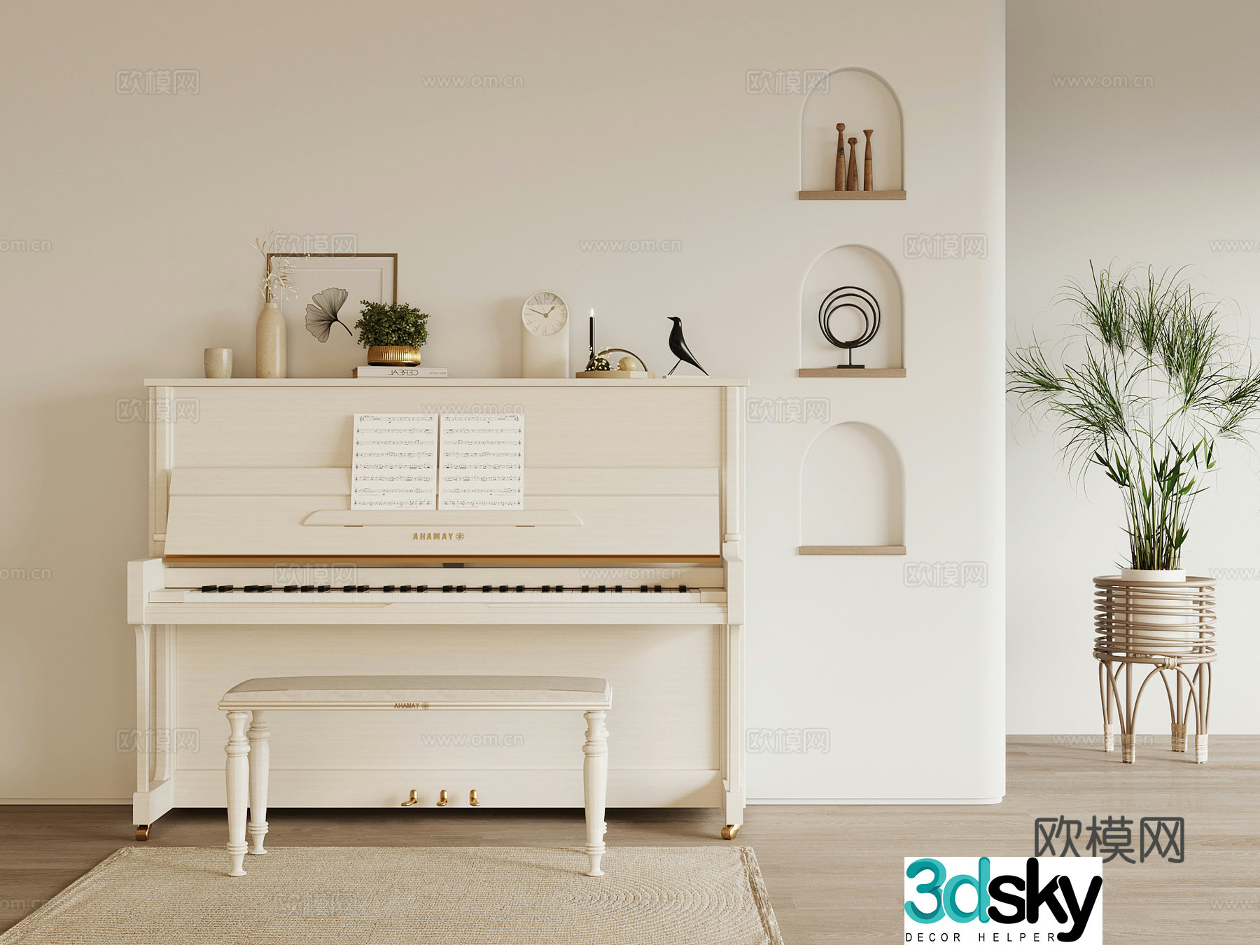 Musical instrument modern piano 3d model