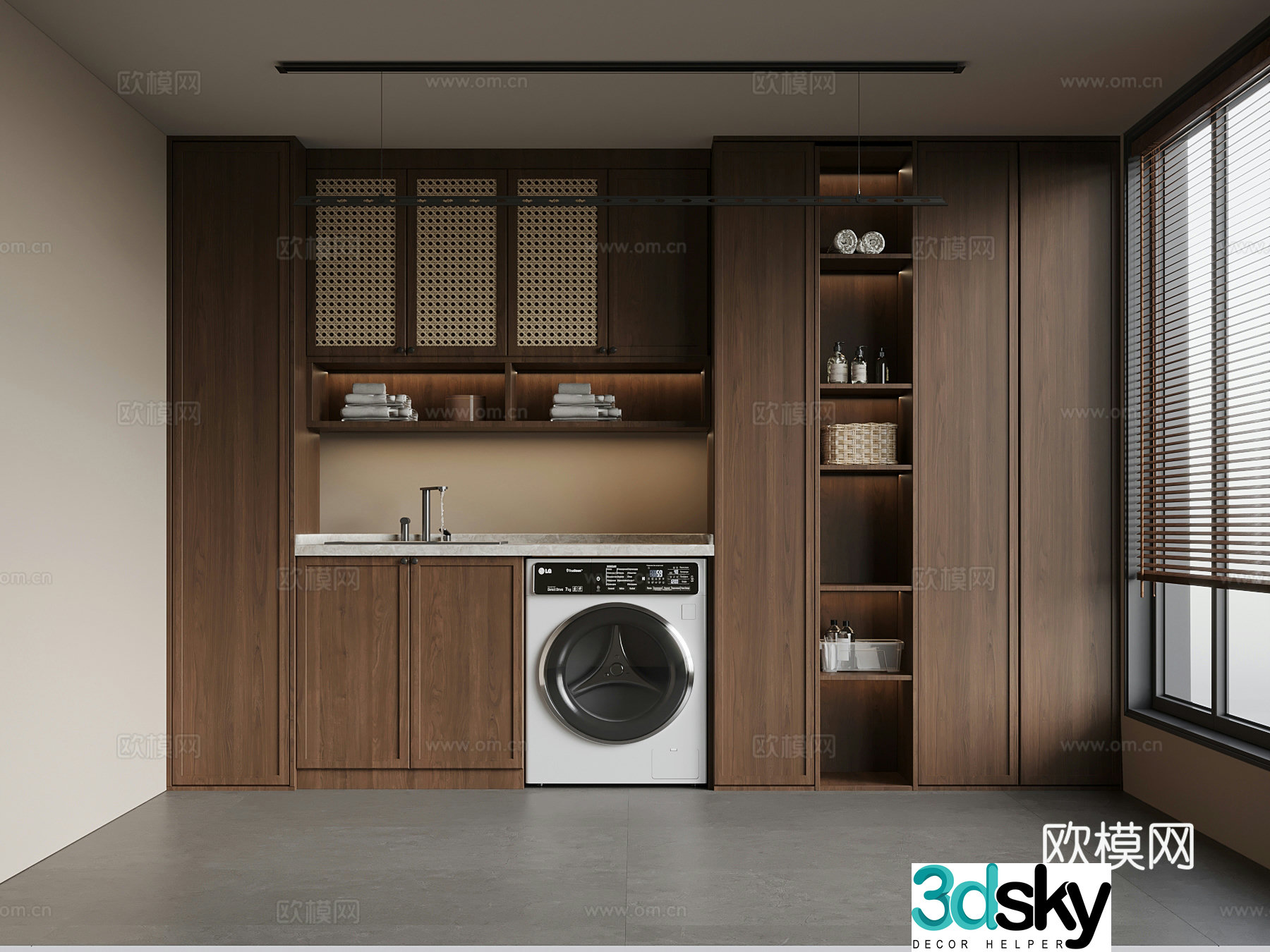 Laundry room New Chinese style laundry room Washing closet Washing machine 3d model
