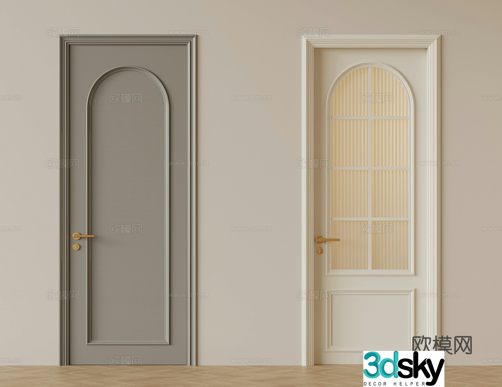 French cream single door 3D model