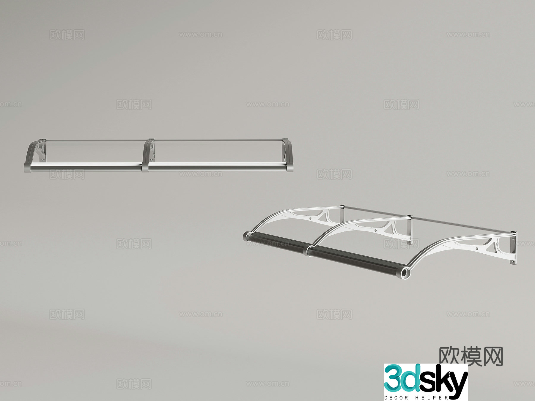 Modern glass canopy sunshade rain 3D model