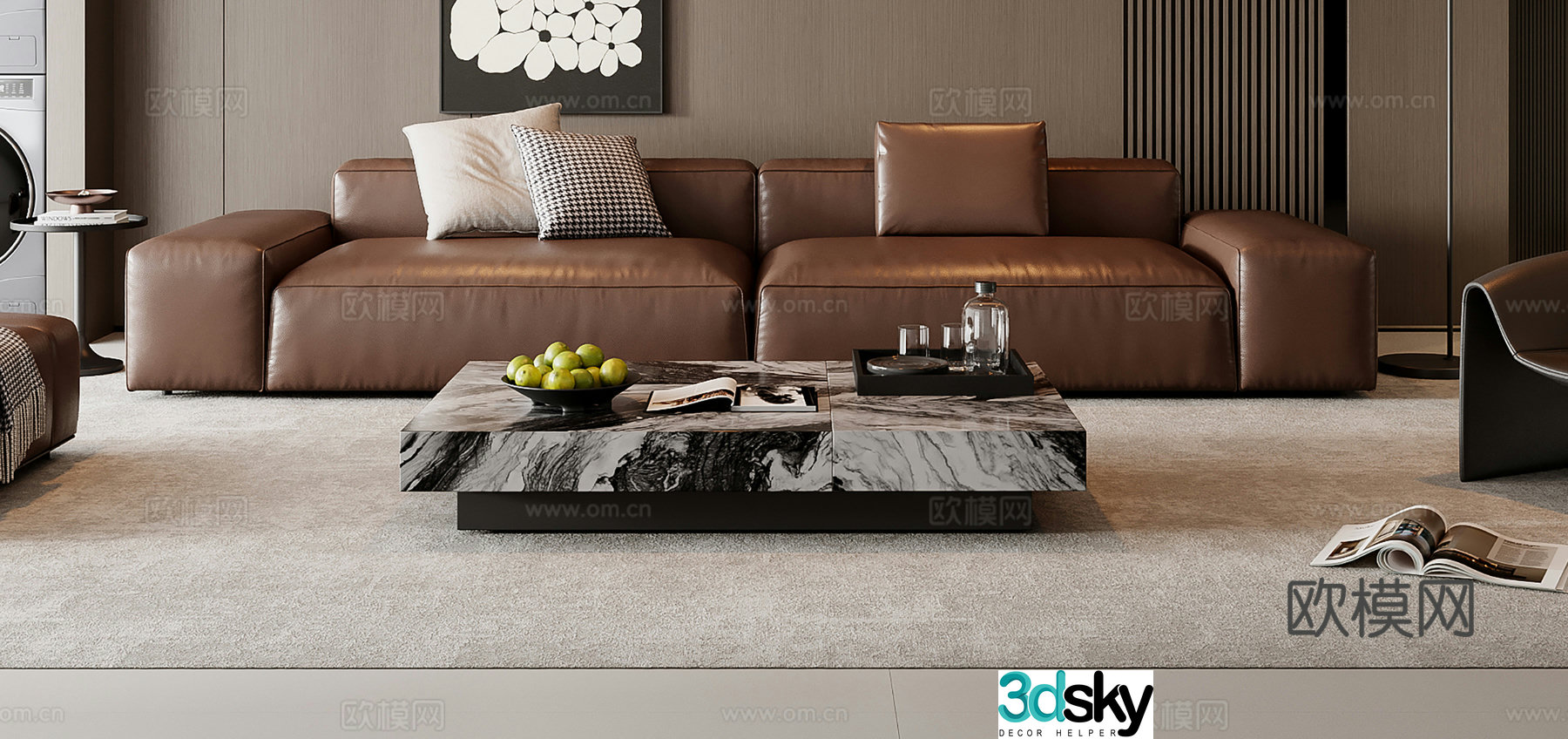Italian sofa coffee table combination 3D model
