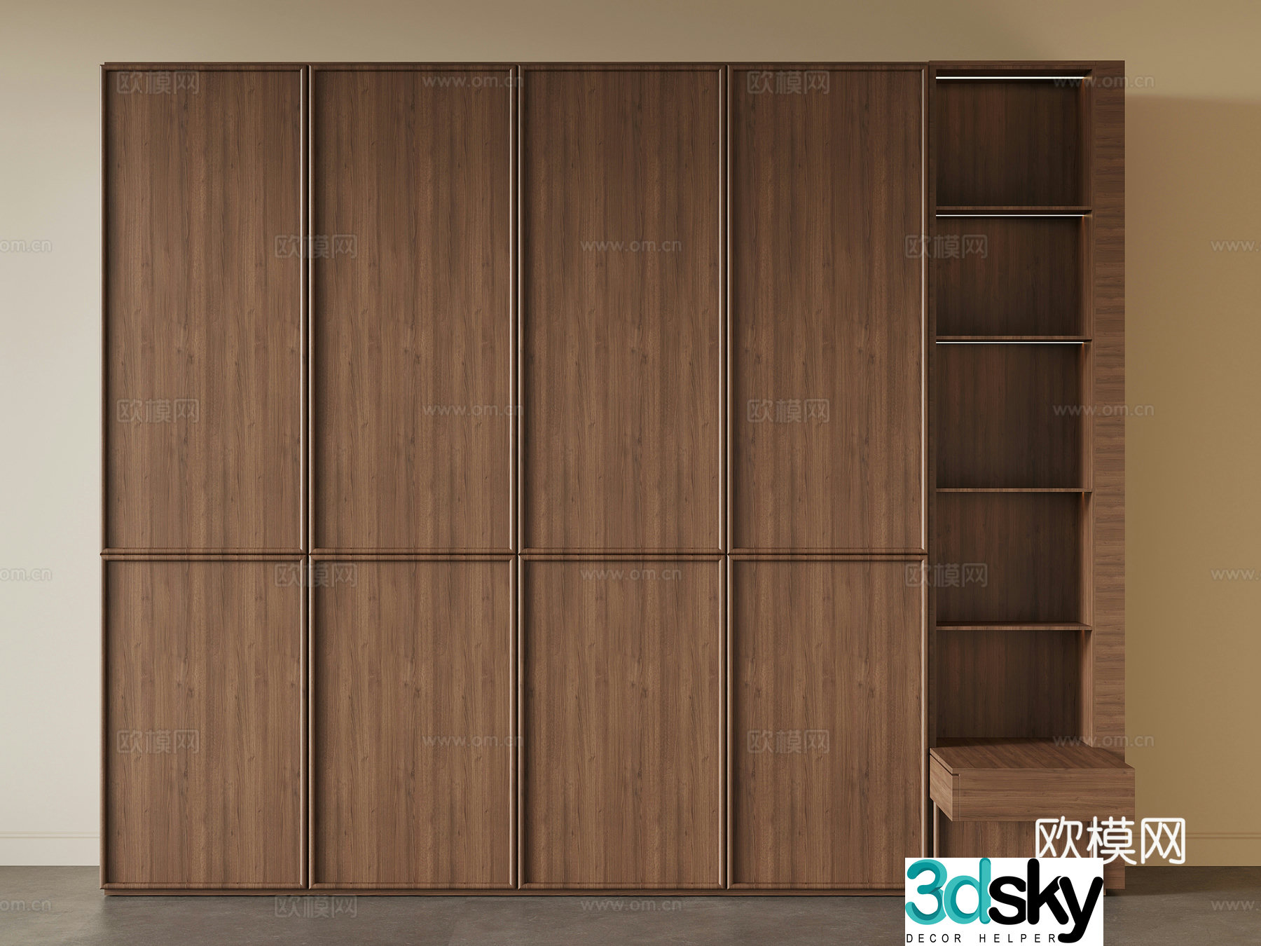 Middle-aged wind wardrobe 3d model