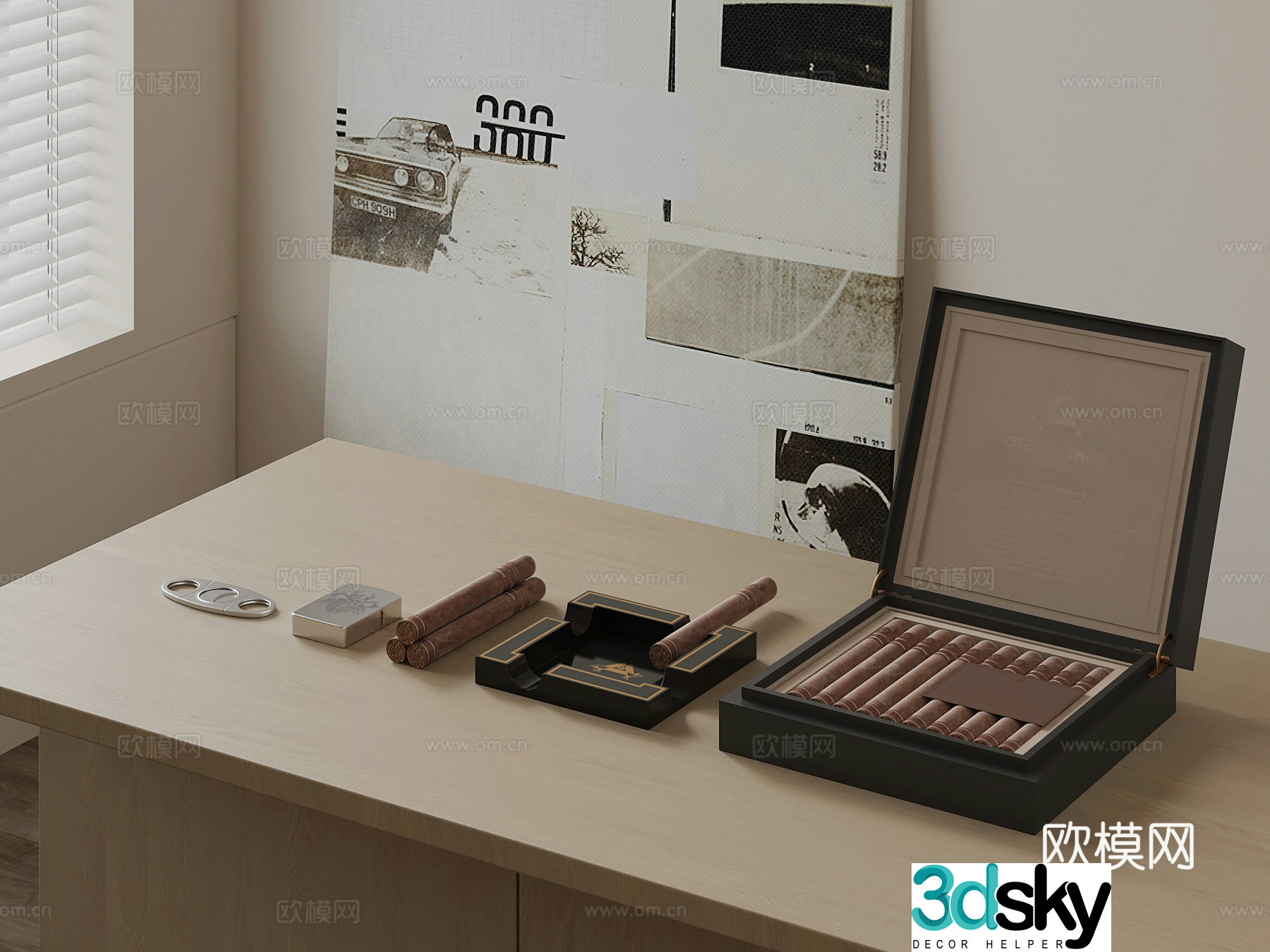 Modern ornament combination cigar box cigar cigarette 3d model