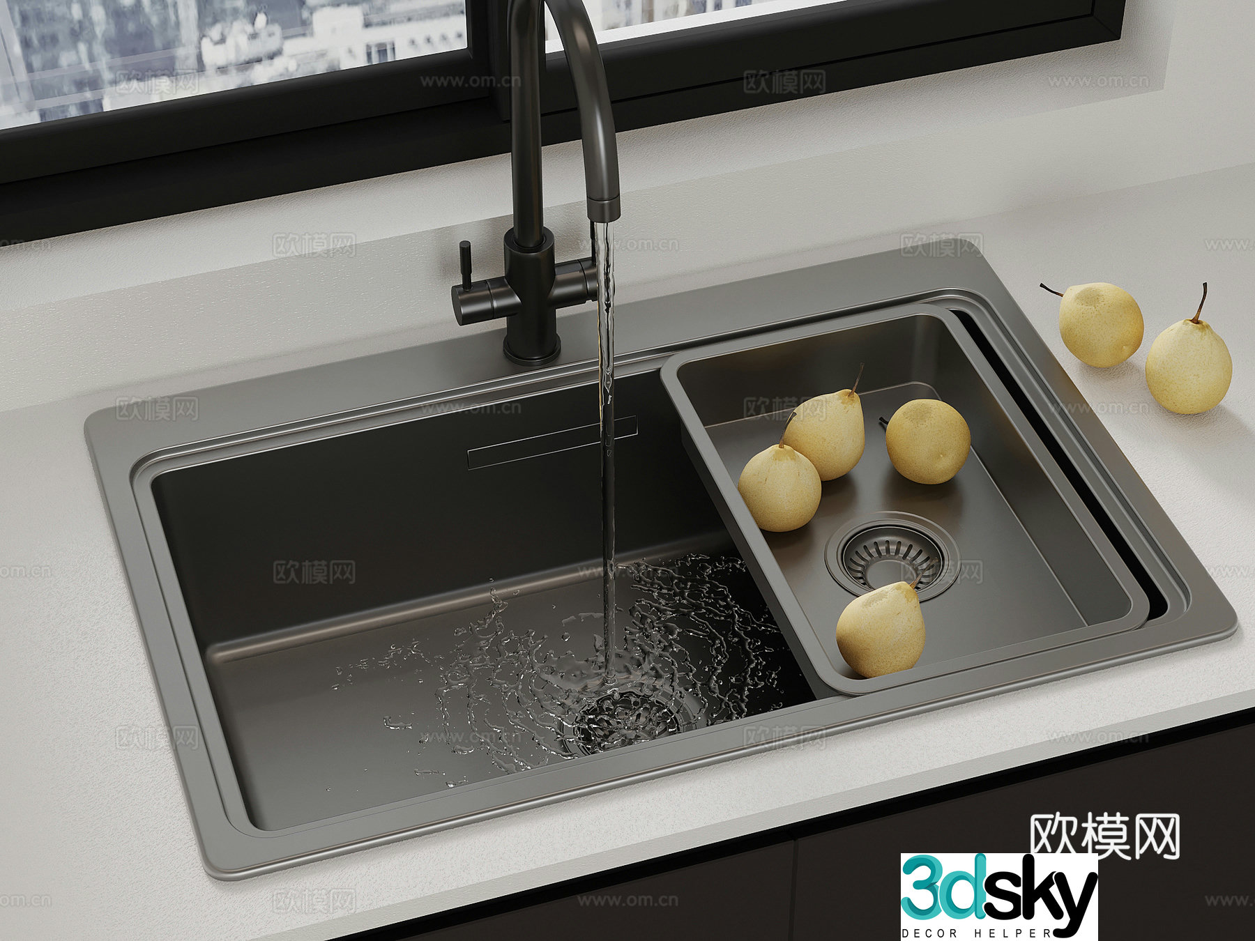 Sink Modern Washing Basin Sink Large Single Tank Water Basin 3D Model