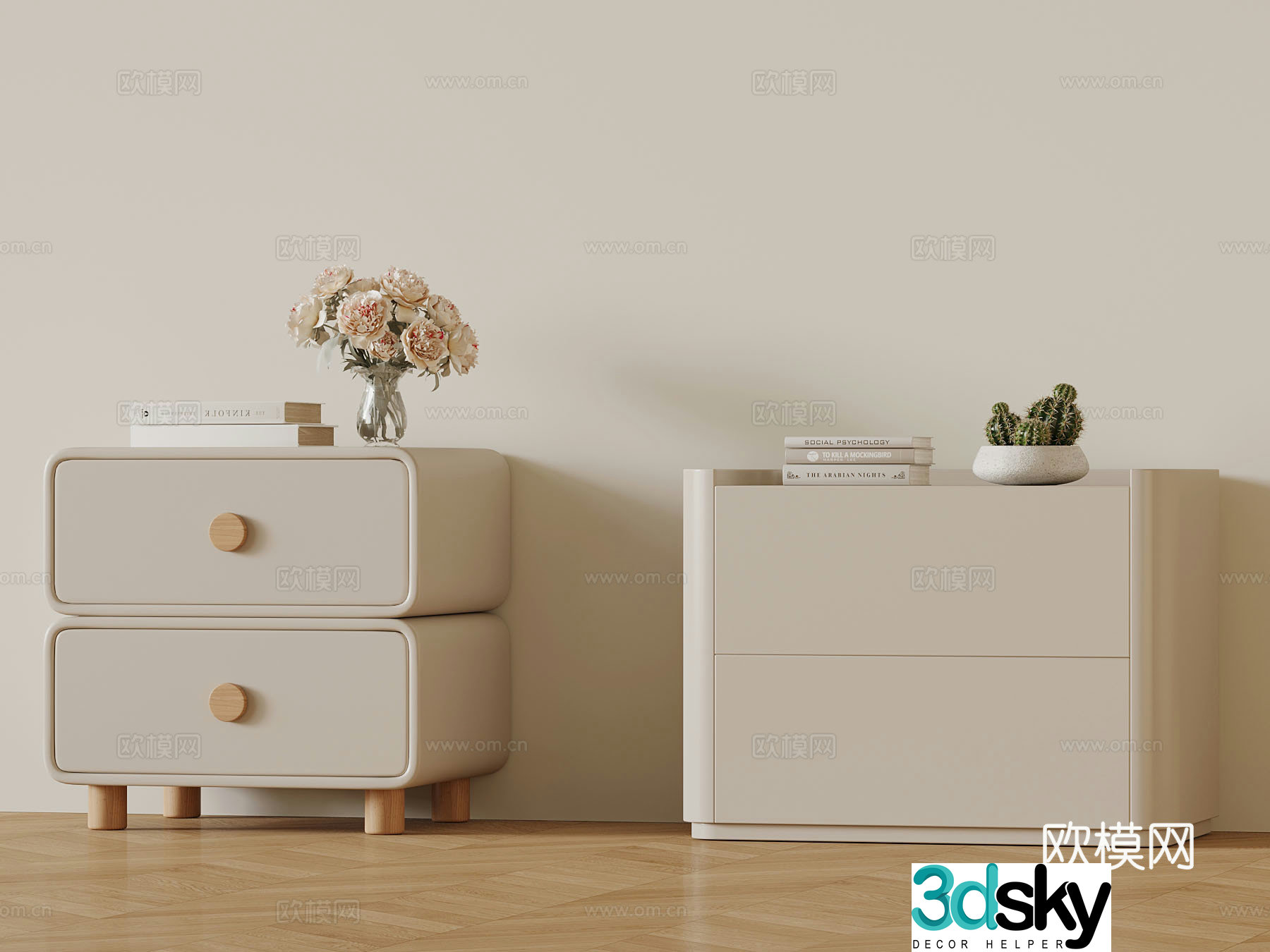 Creamy nightstand ornaments Decorative 3d model