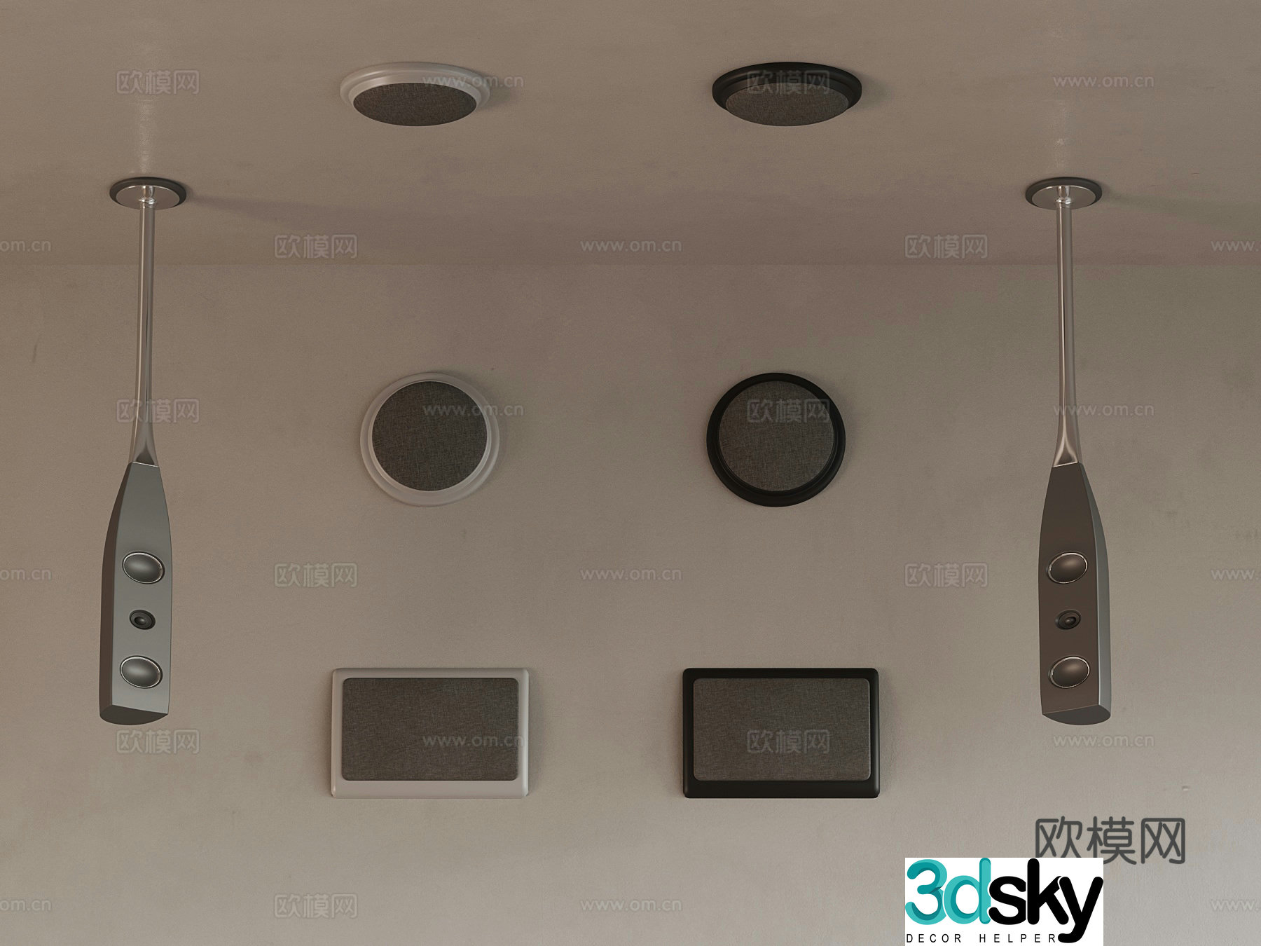 Modern hoisting audio wall mounted speaker 3d model