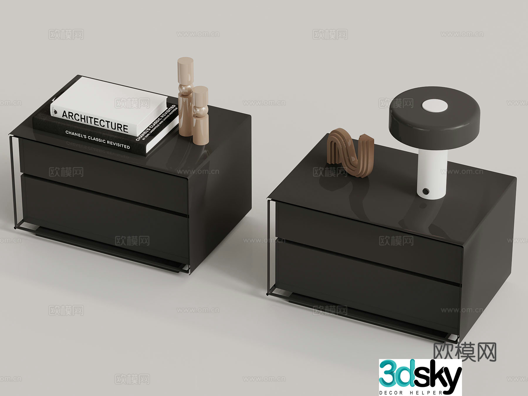 Modern simple bedside table 3d model