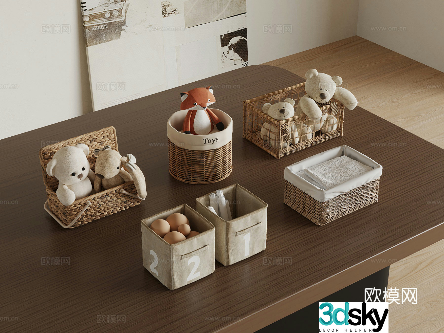 Box Modern Box Storage Basket Weaving Storage Basket 3D Model
