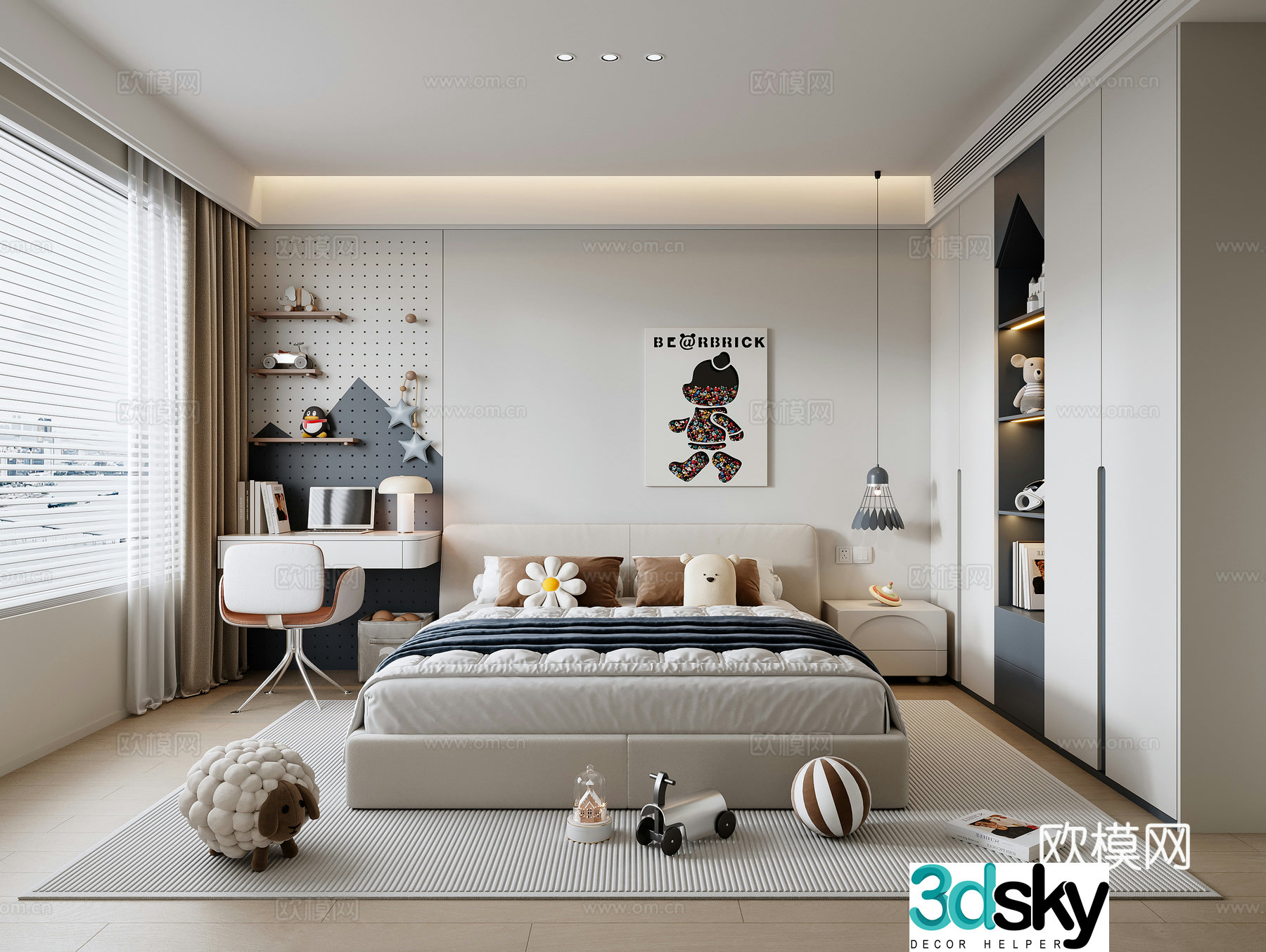 Modern boy children’s room 3d model