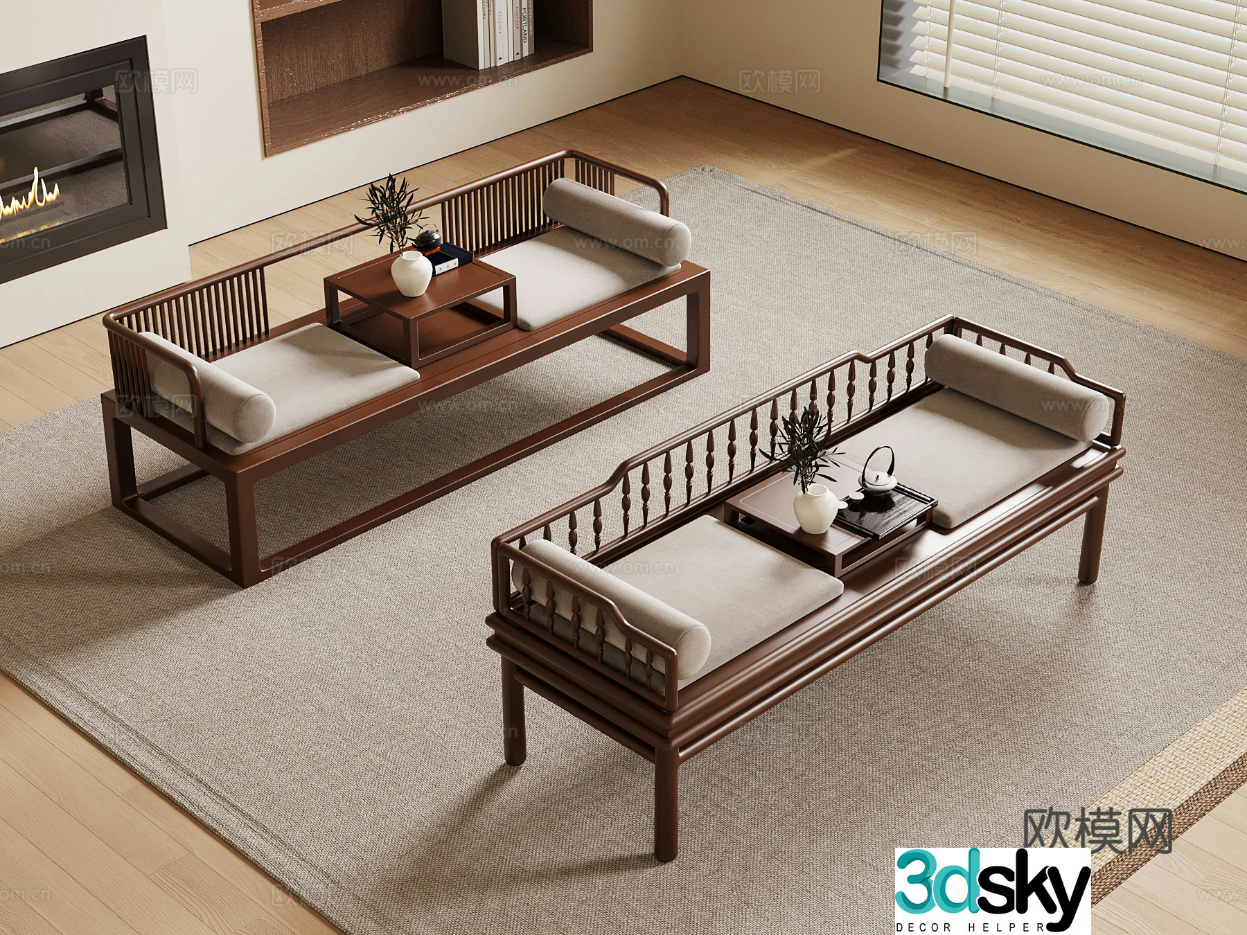 Arhat bed New Chinese Arhat bed Arhat collapse 3D model