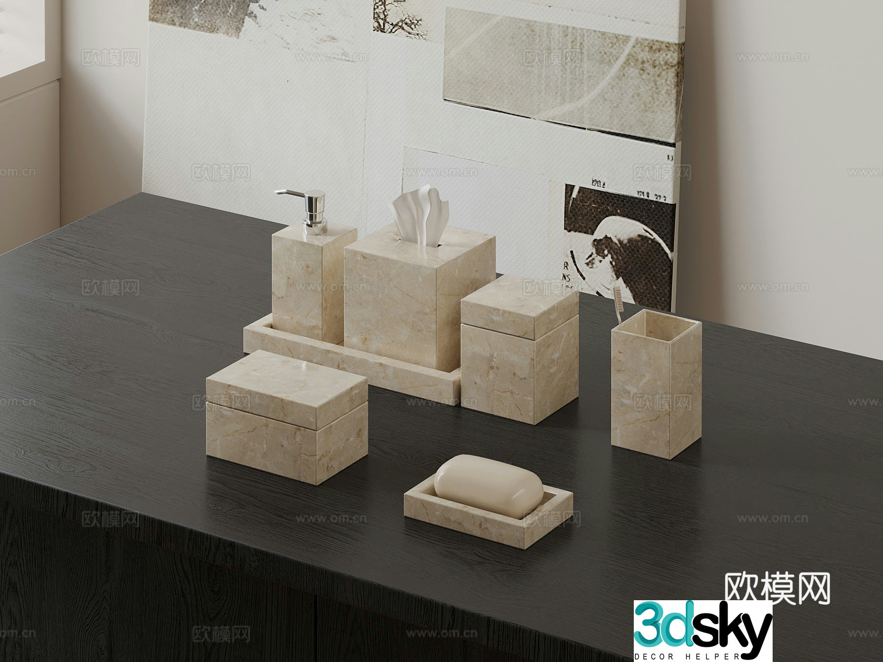 Kitchen and bathroom modern bathroom small pieces carton toiletries 3D model