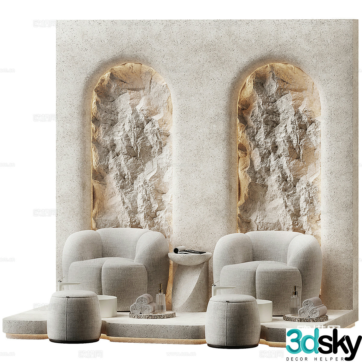 3D model of pedicure area in beauty salon