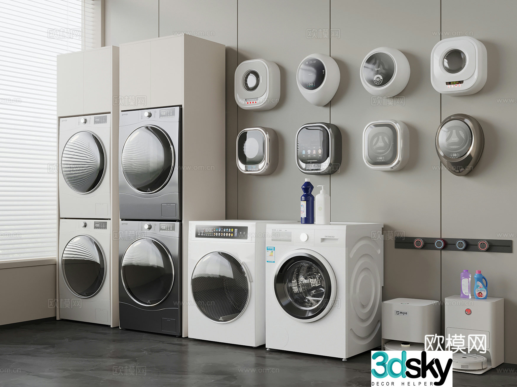 Modern washing machine sweeping robot 3d model