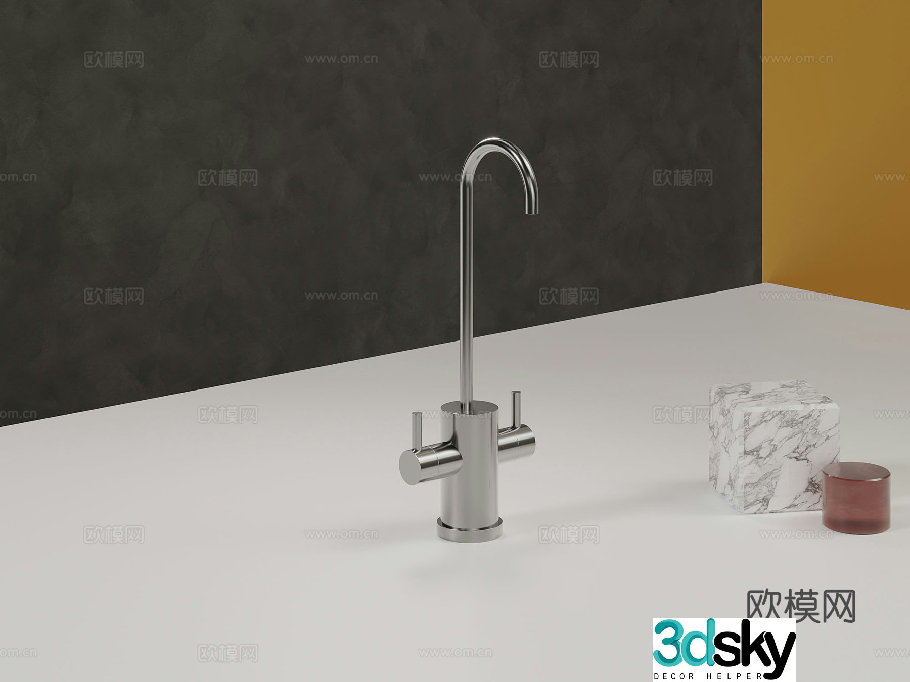 Faucet Modern stainless steel faucet 3d model