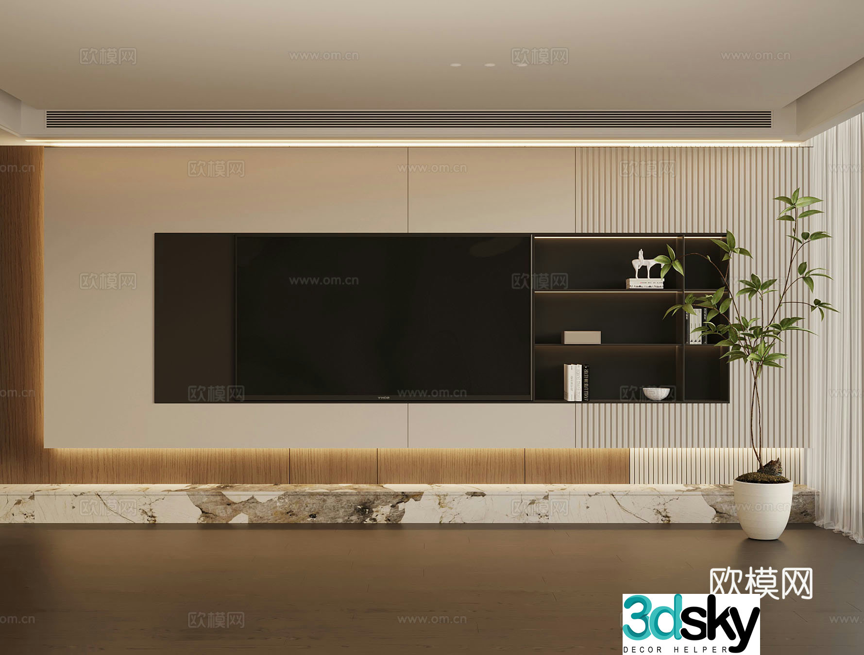 TV background wall Italian modern background wall 3d model