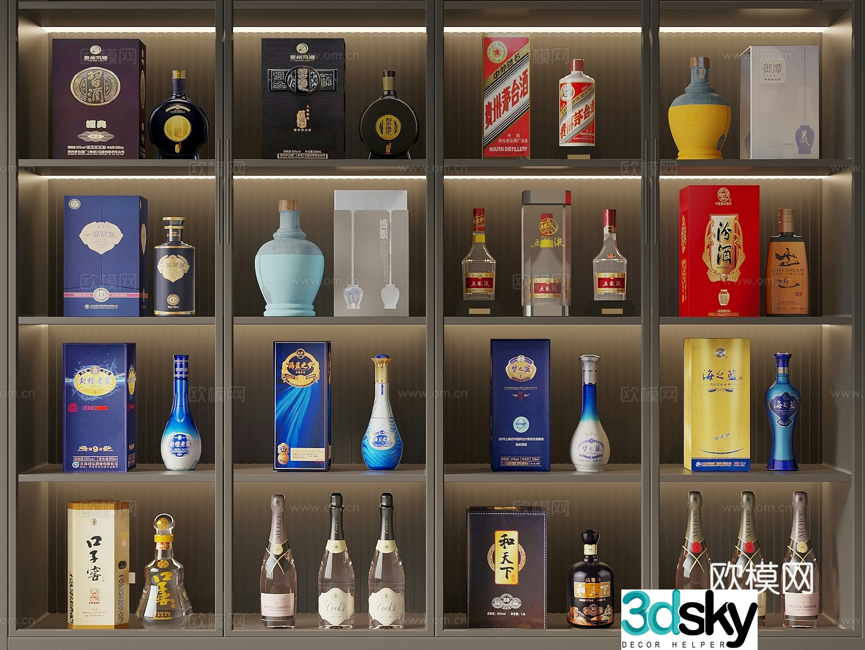 Liquor wine bottle Maotai wine gift box high-end wine Wuliangye 3D model