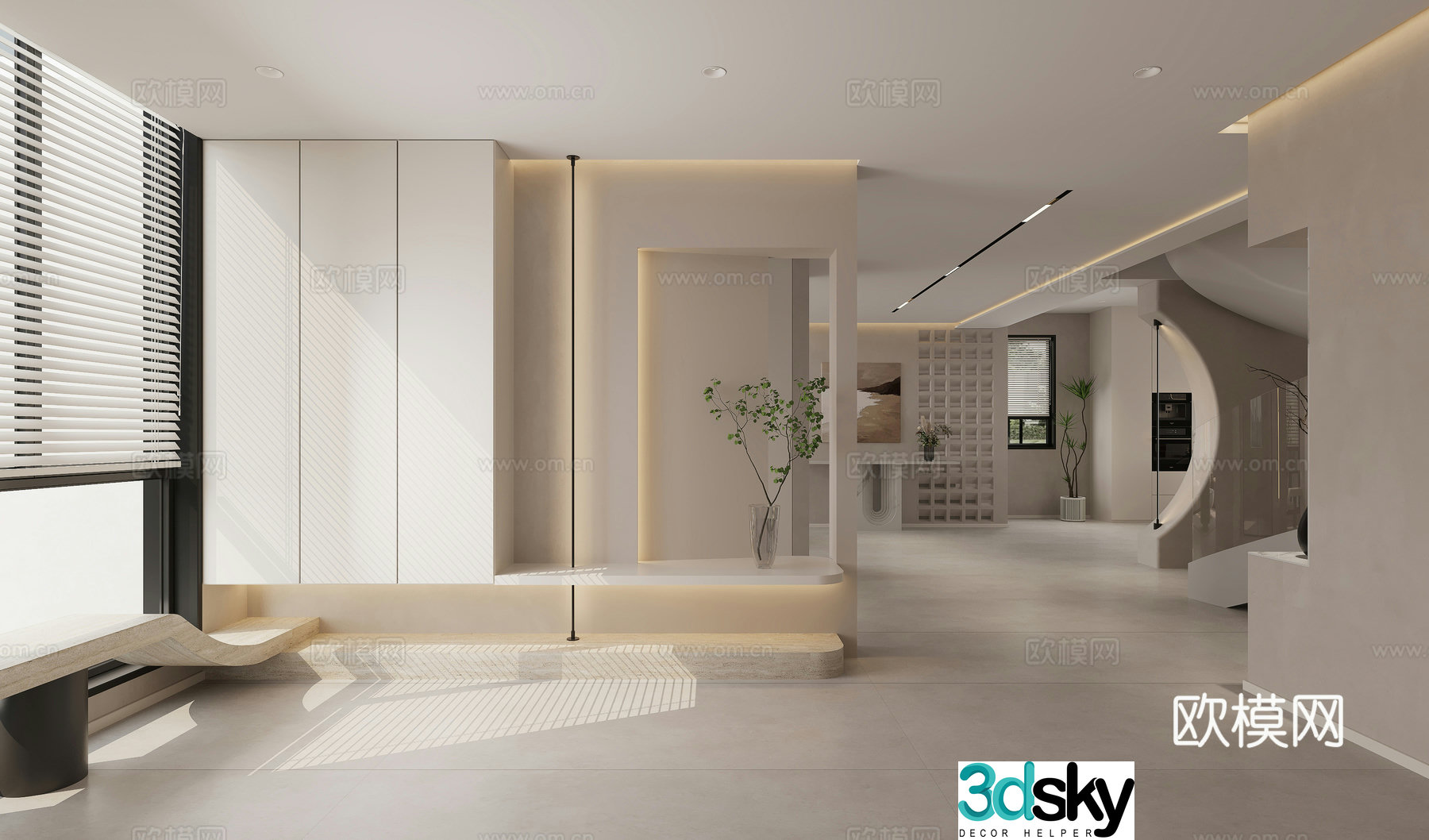 Creamy Style Restaurant 3D Model