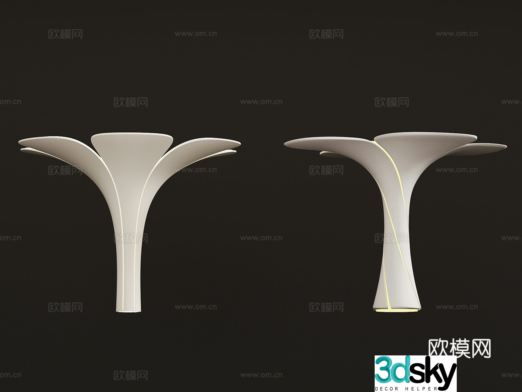 Modern opposite-sex columns decorative columns 3d model