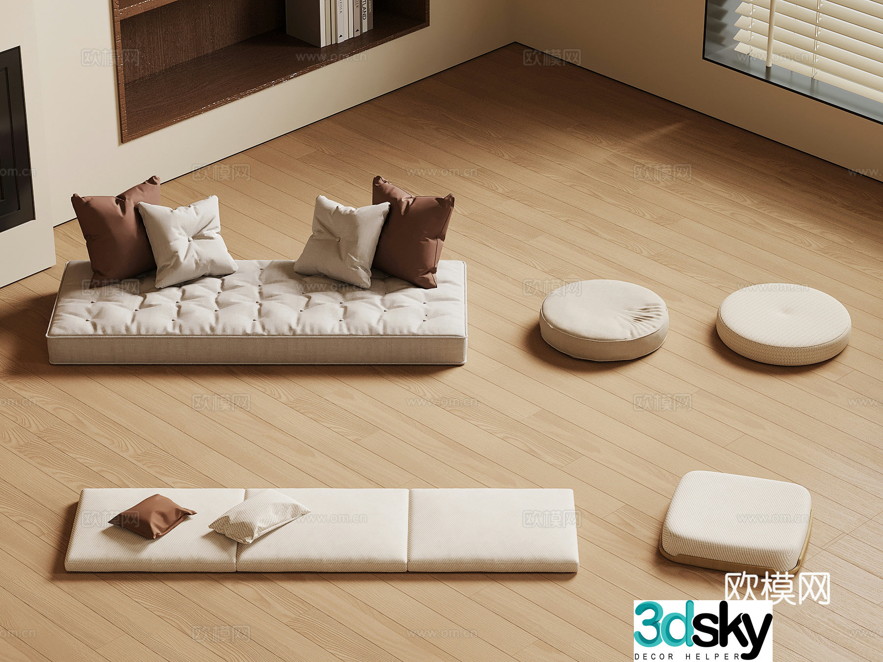 Modern bay window cushion sofa cushion cushion 3d model