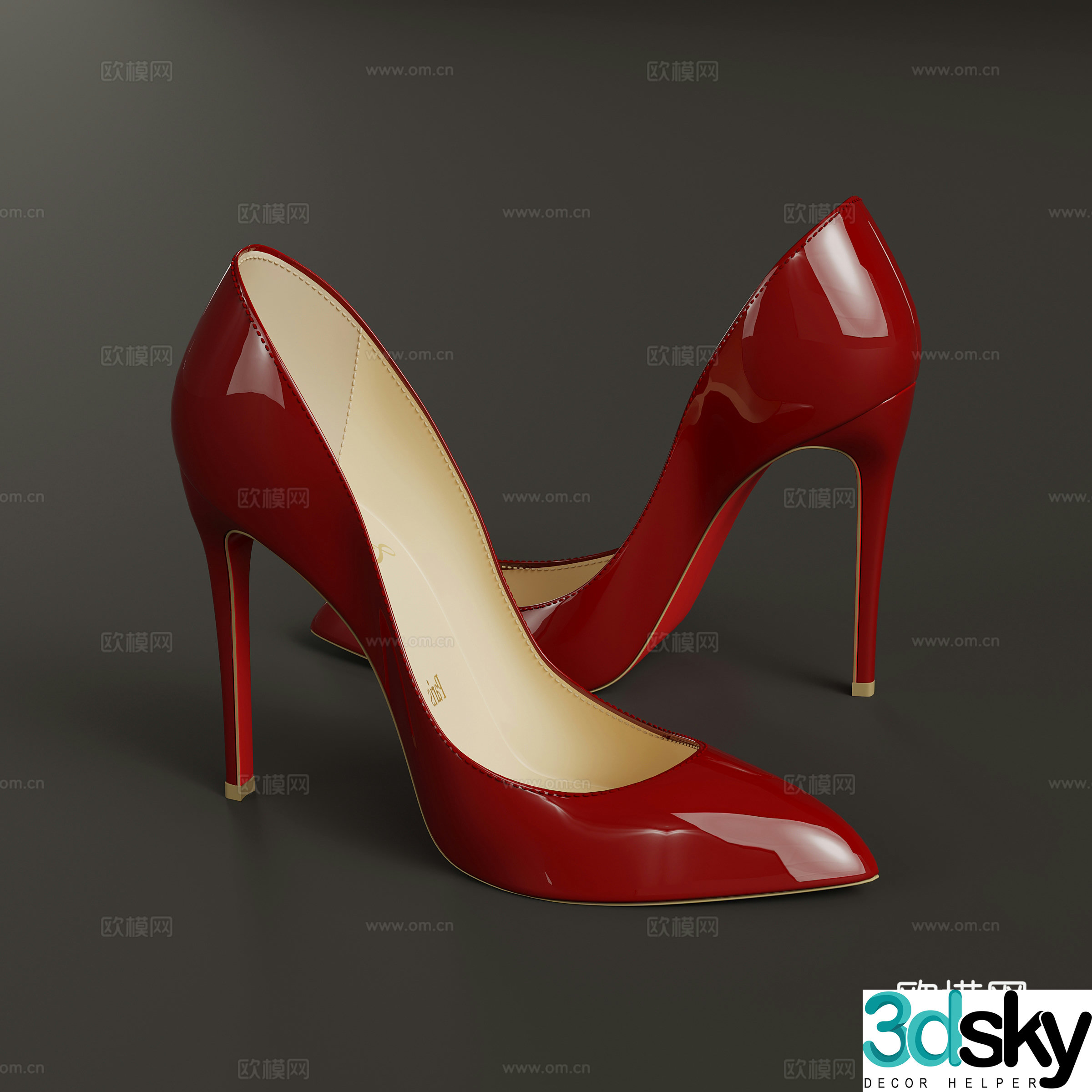 Shoes Modern women’s high heels red high heels 3d model