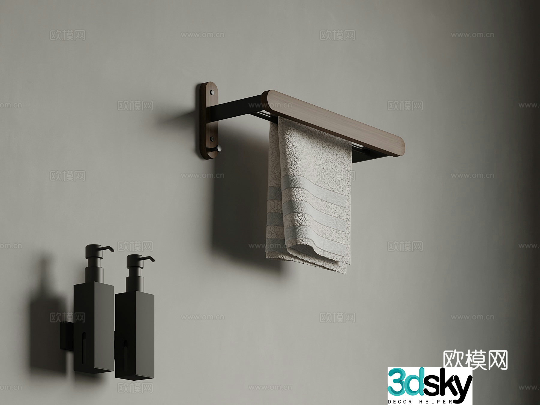Chinese towel rack soap dispenser shower gel shampoo bathroom small pieces 3D model
