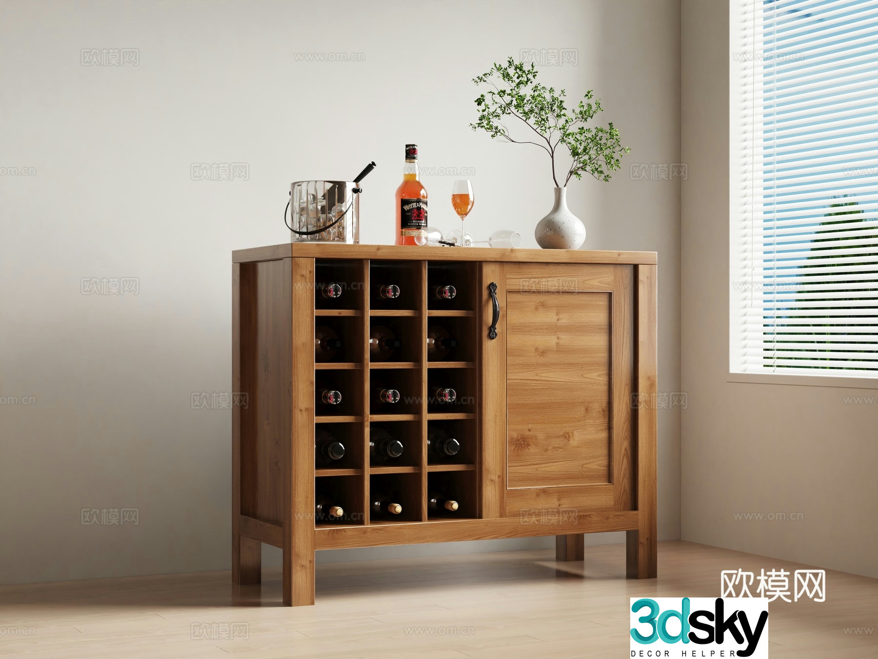 Modern wine cabinet 3d model