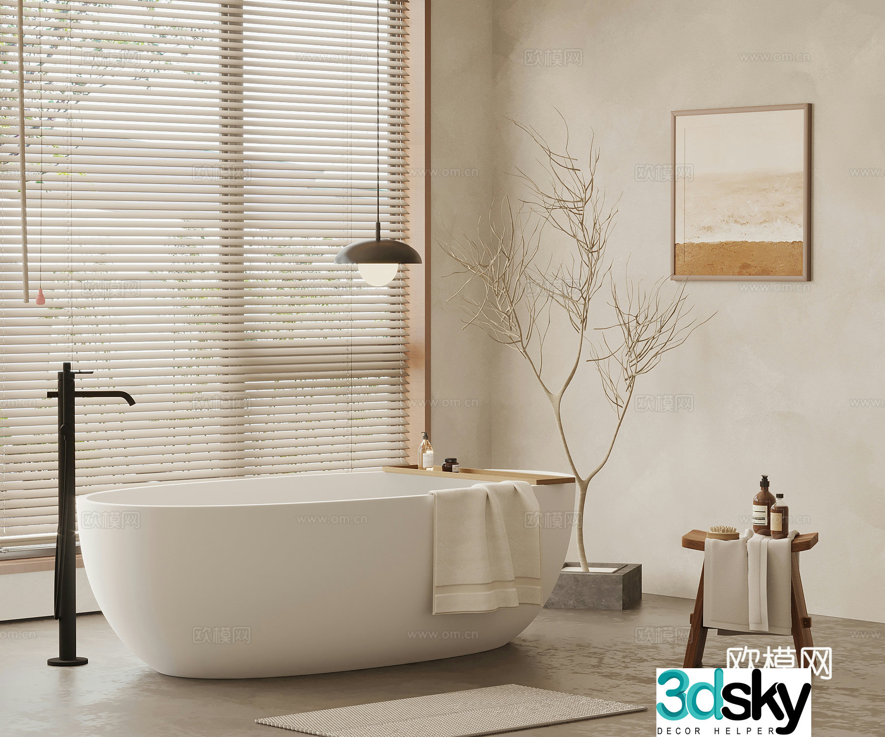 Wasabi Bathroom Freestanding Bathtub 3D Model