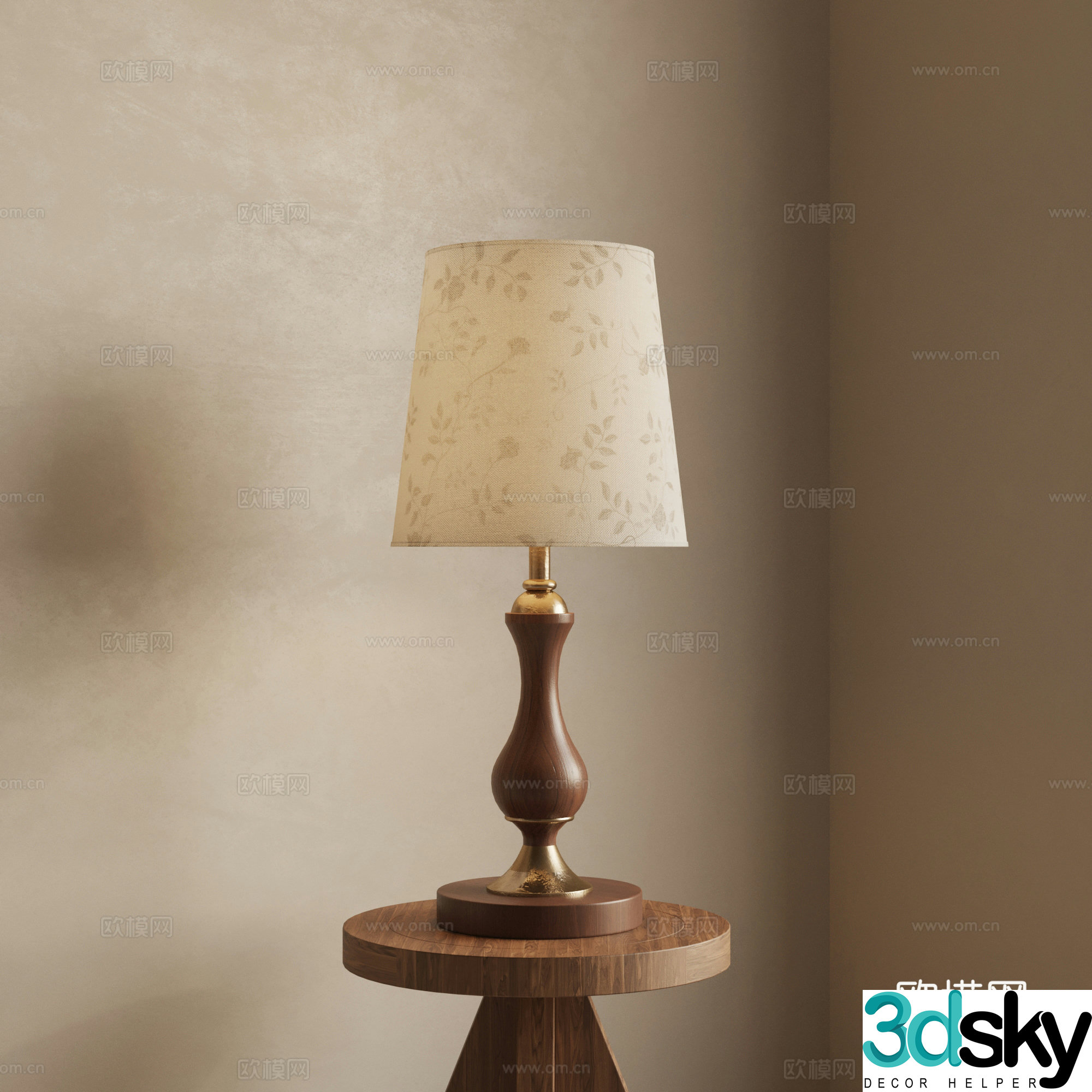French medieval style table lamp 3d model