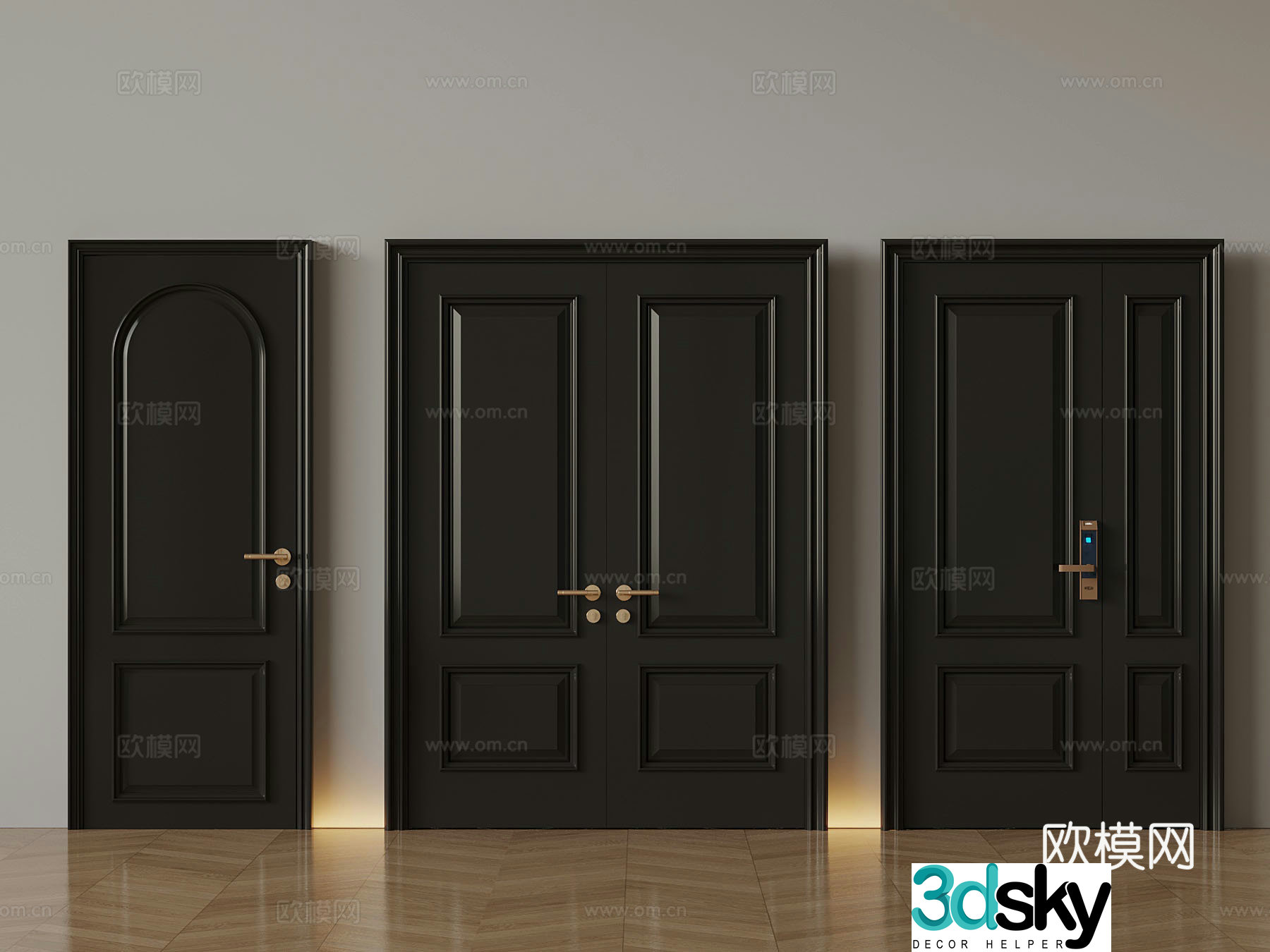 French single-door double-door 3D model