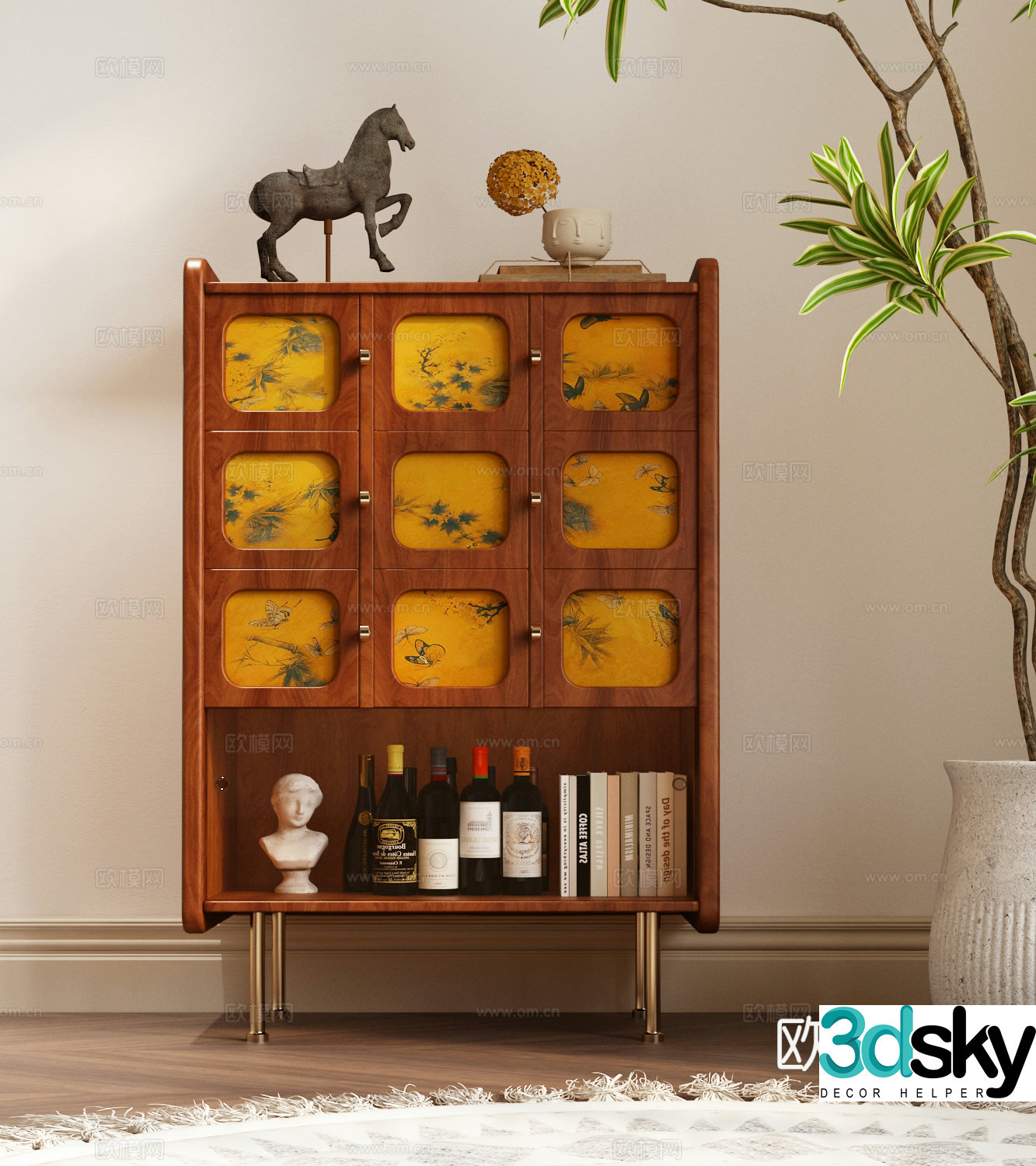 French medieval bookcase French retro entrance cabinet French chest of drawers French side cabinet 3D model