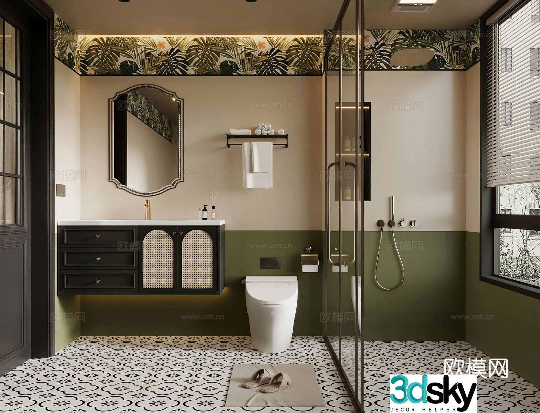 French bathroom toilet bathroom small 3D model