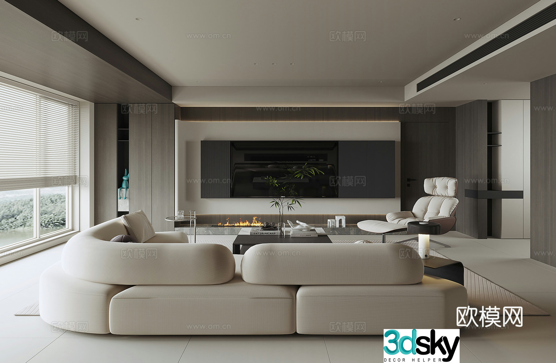 Modern home living room 3d model