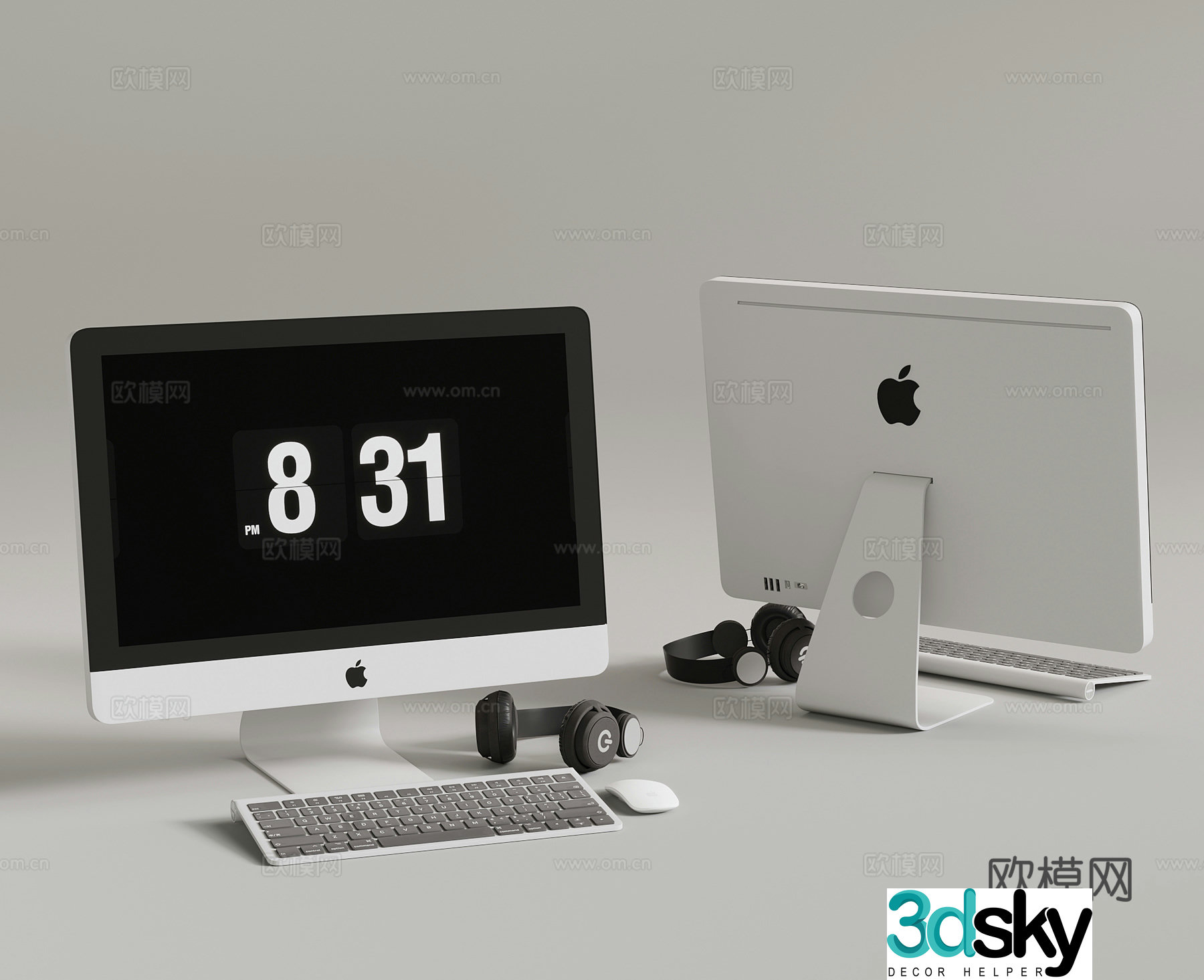 Modern desktop computer monitor Apple computer 3d model