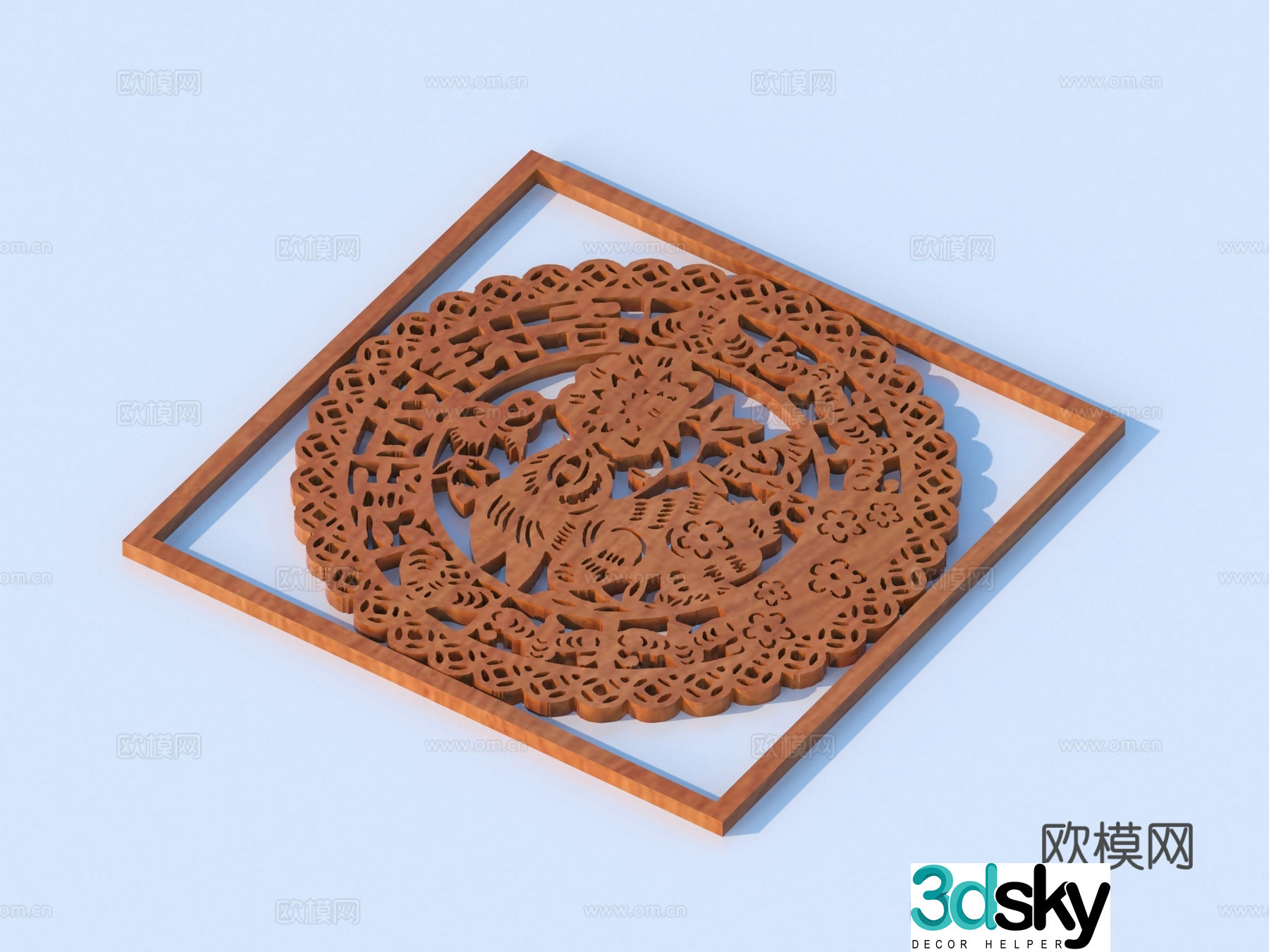 Carved window Grating window Hollow window Relief Wood carving 3D model