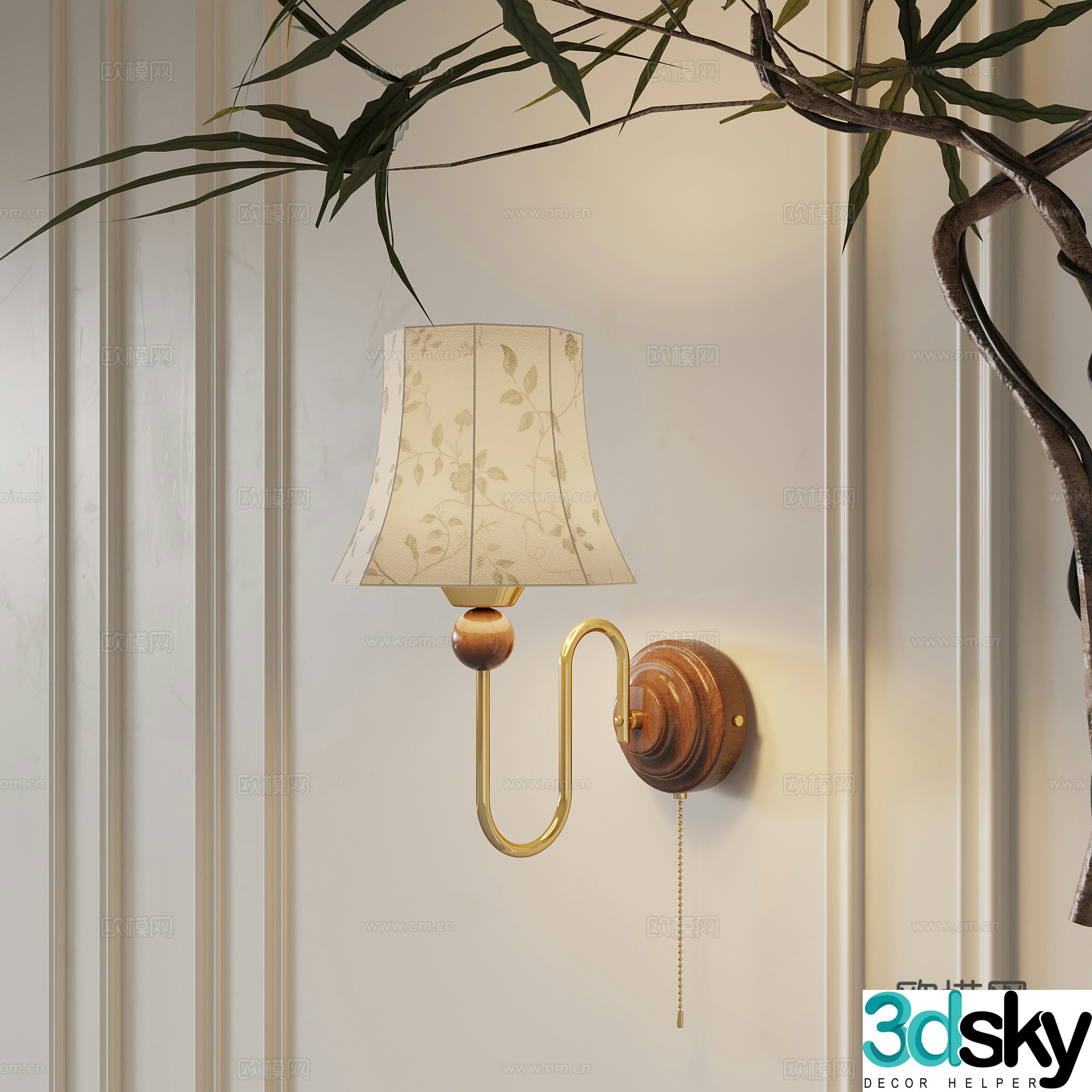 Wall lamp French wall lamp bedside lamp decorative lamp 3d model