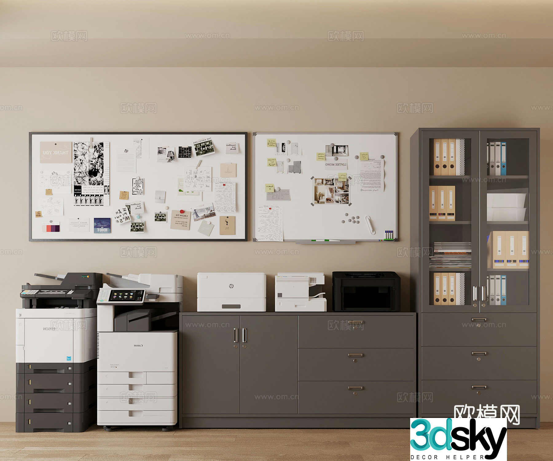 Office supplies Modern file cabinet Printer 3d model