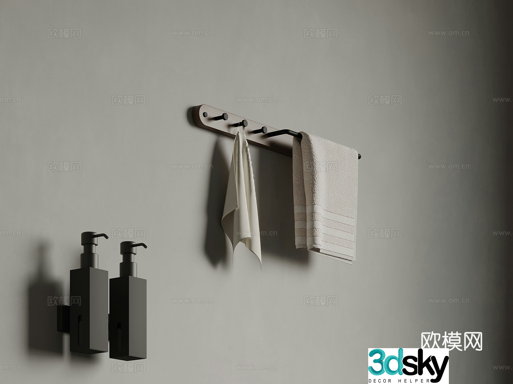 Chinese towel rack soap dispenser shower gel shampoo bathroom small pieces 3D model