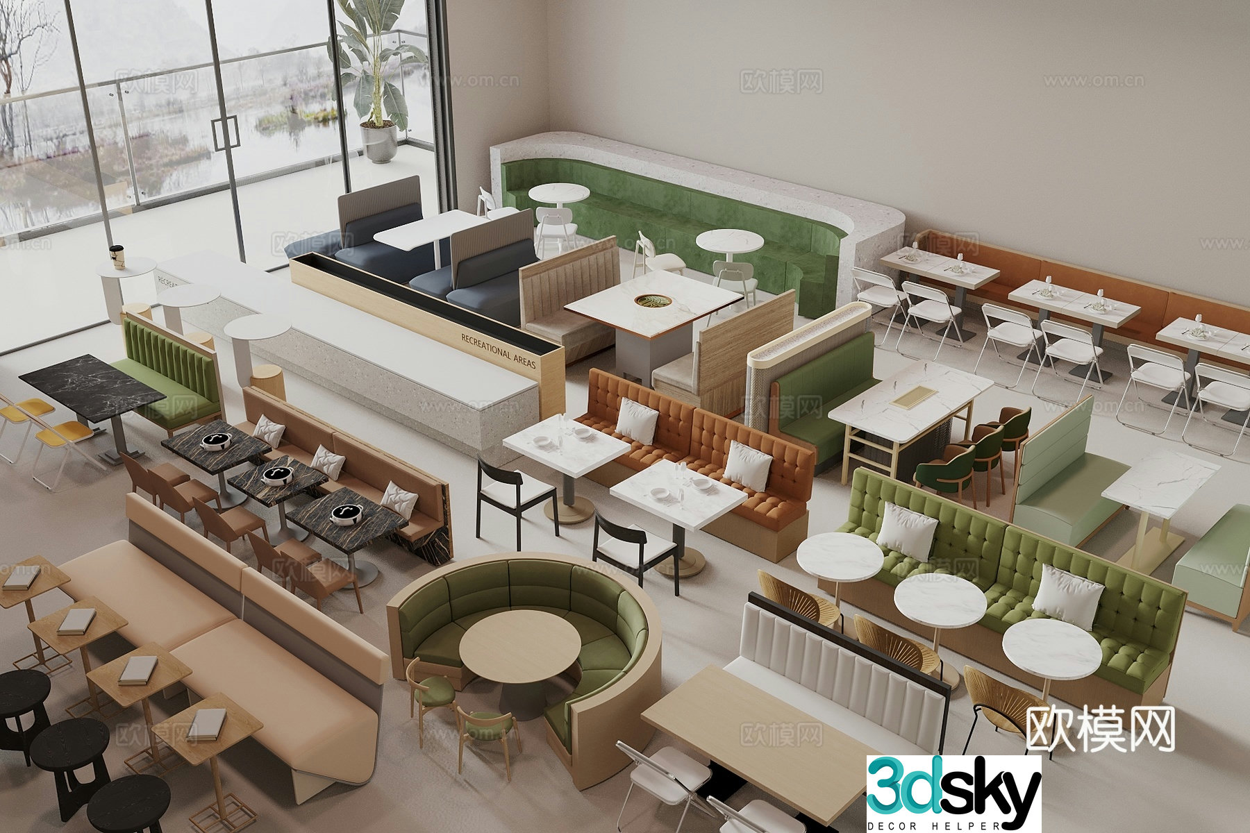 Modern card holder sofa Restaurant card holder leather sofa Double sofa Bar card holder sofa 3D model