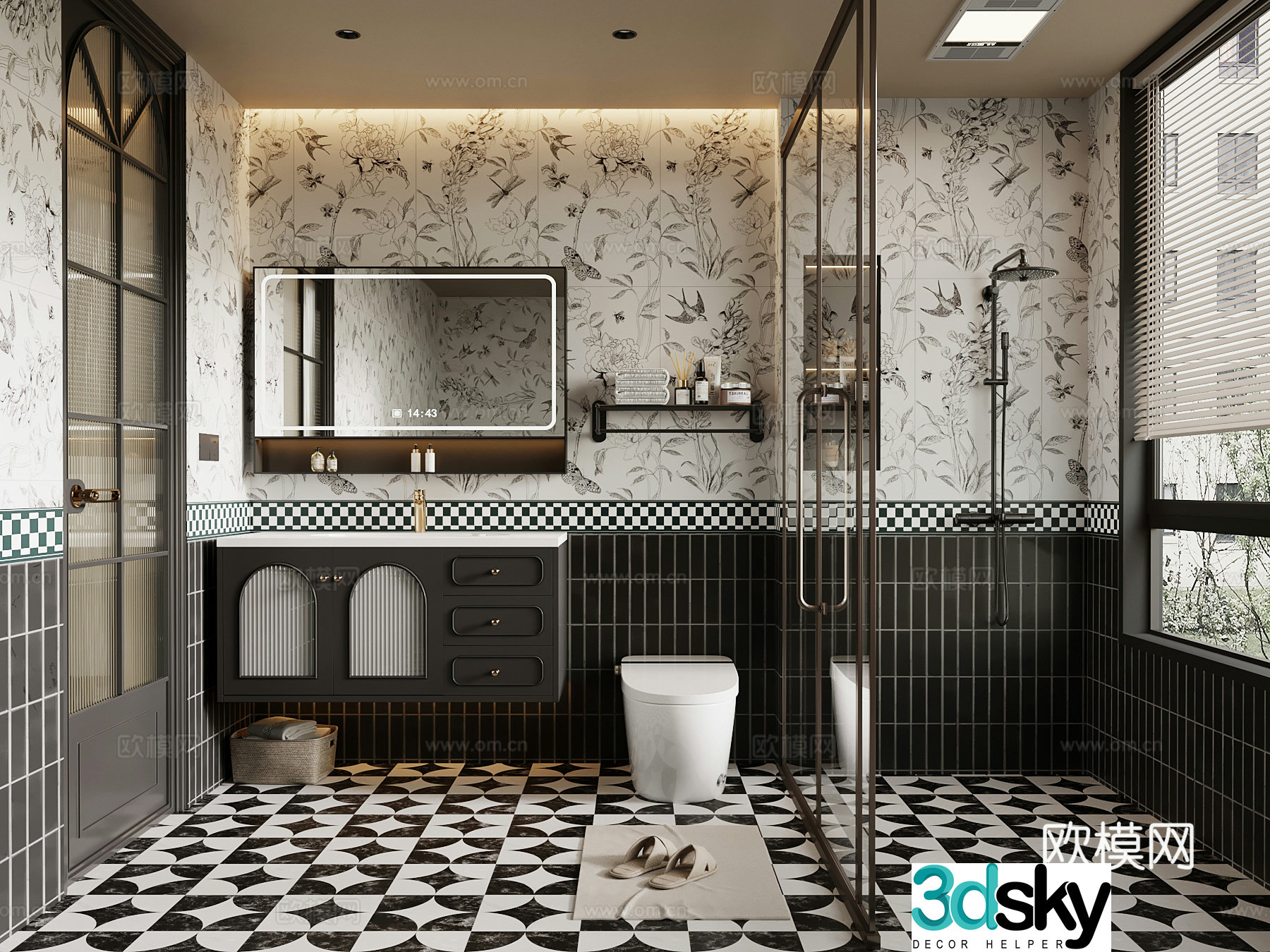 French bathroom bathroom cabinet toilet 3d model