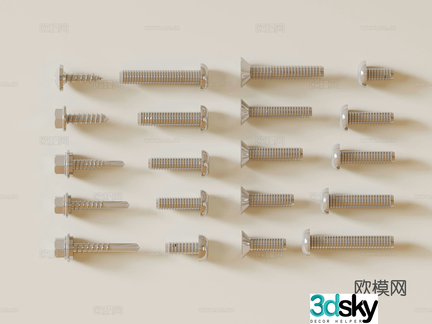 Screws Modern hardware screws 3d model