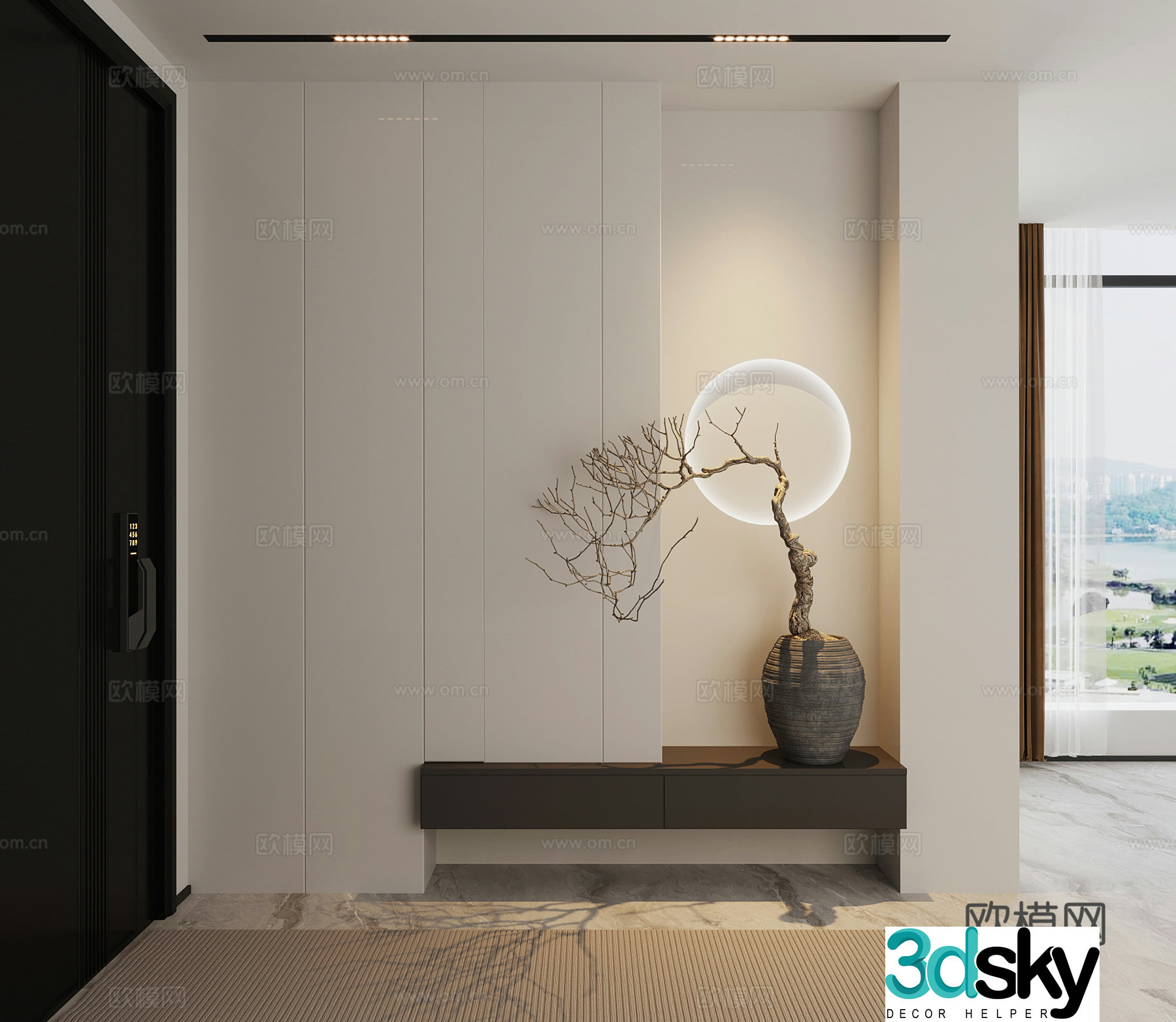 Modern door entrance shoe cabinet 3D model