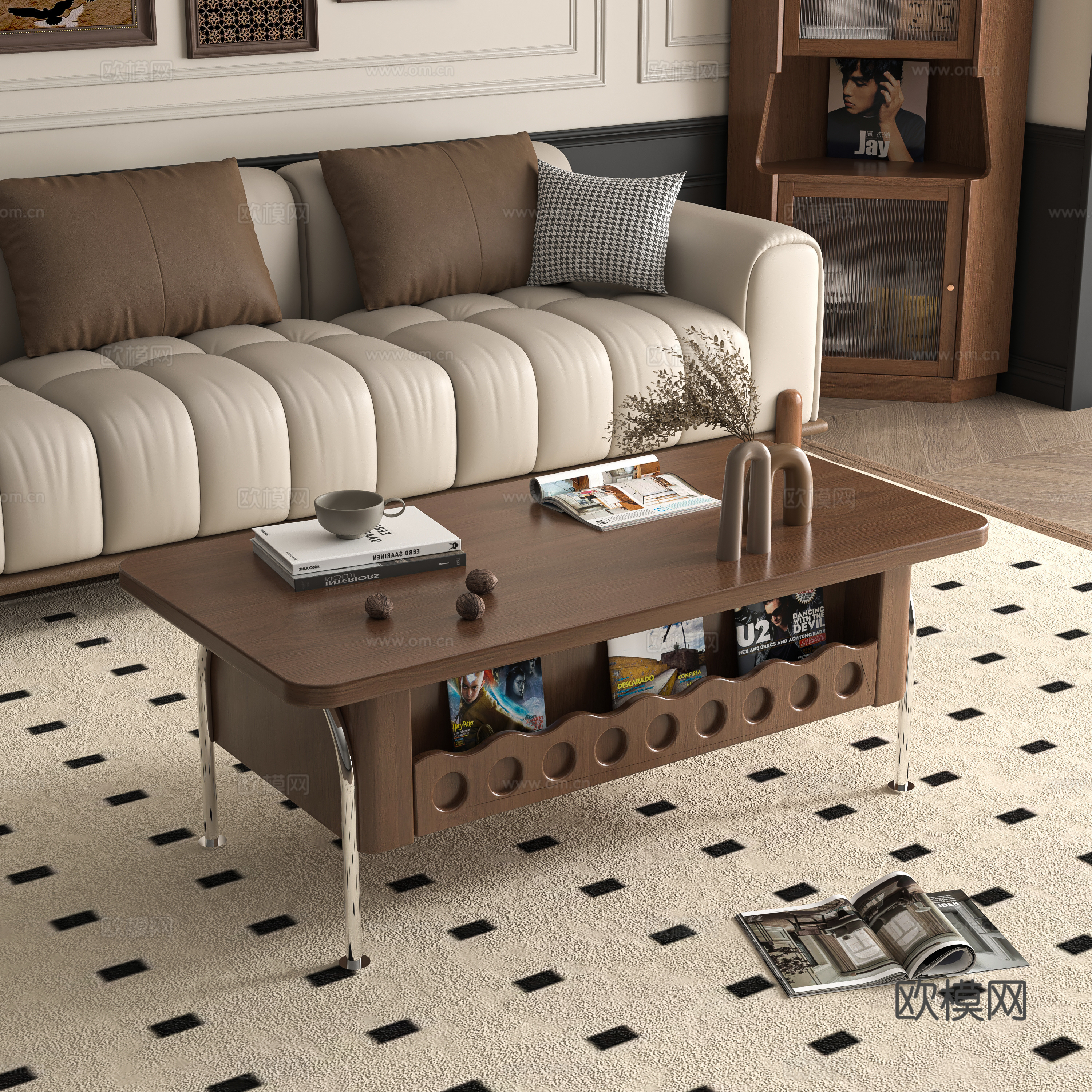Middle-aged style coffee table 3D model