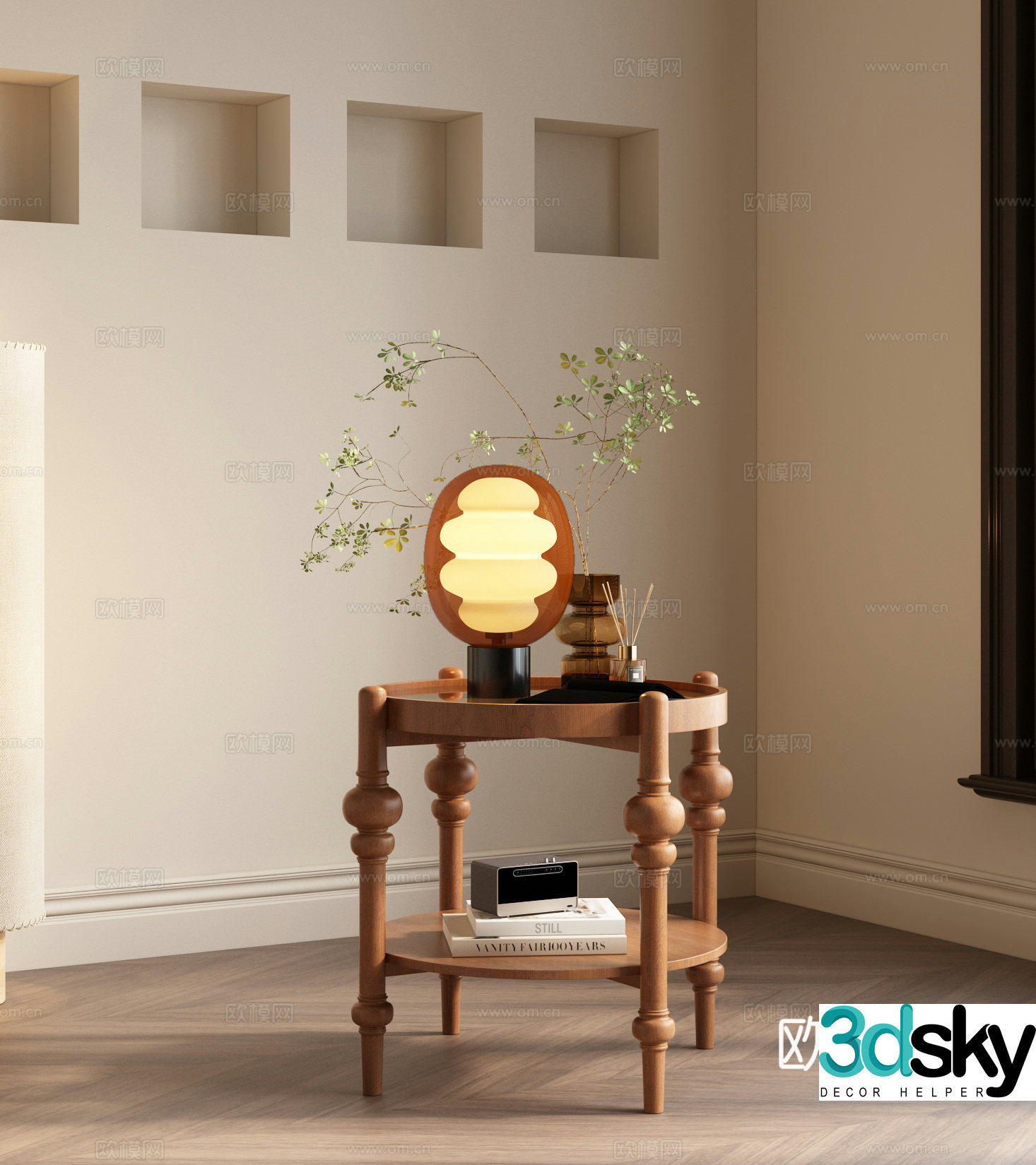 Modern medieval angle table Modern French horn table French medieval side cabinet French retro horn table 3D model