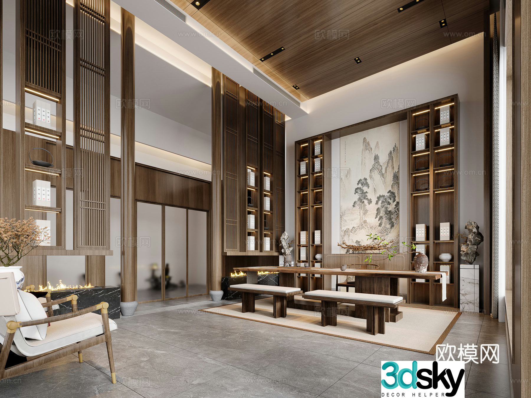 New Chinese tea room 3D model
